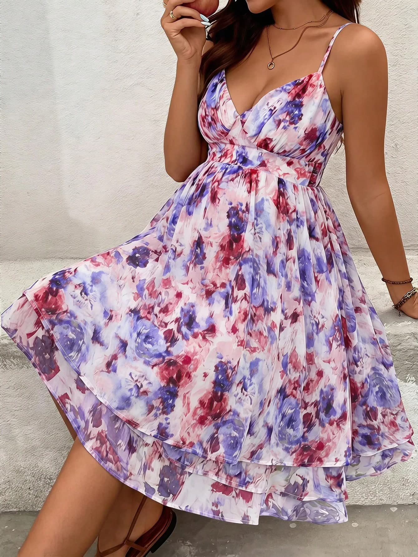 SHEIN Maternity Minimalist Printed Camisole Dress