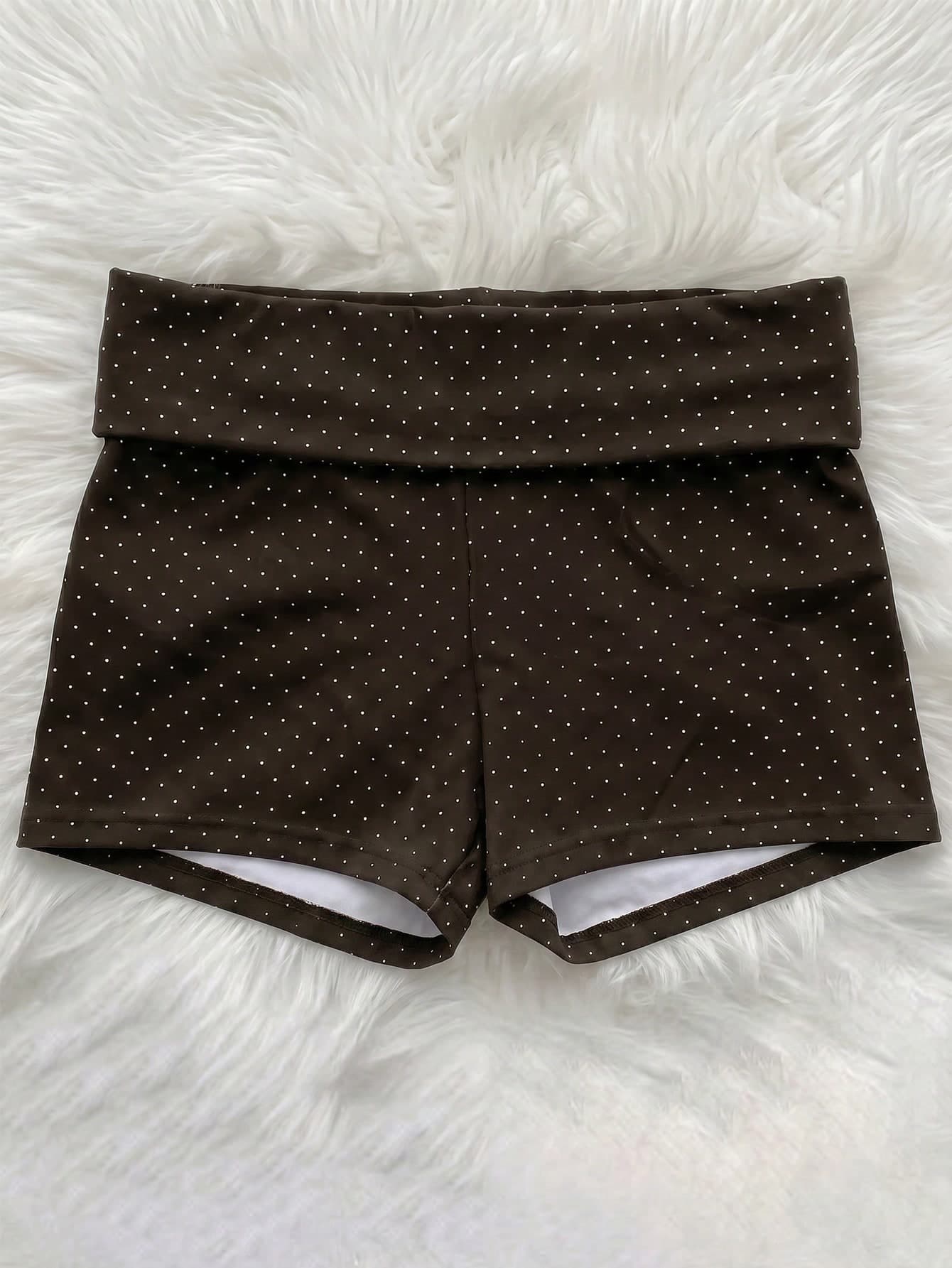 Tween Girls Summer Casual All-Match Versatile Daily Home Fitness Sports Yoga Tight Short Printed Fold-Over Waistband Leggings Shorts