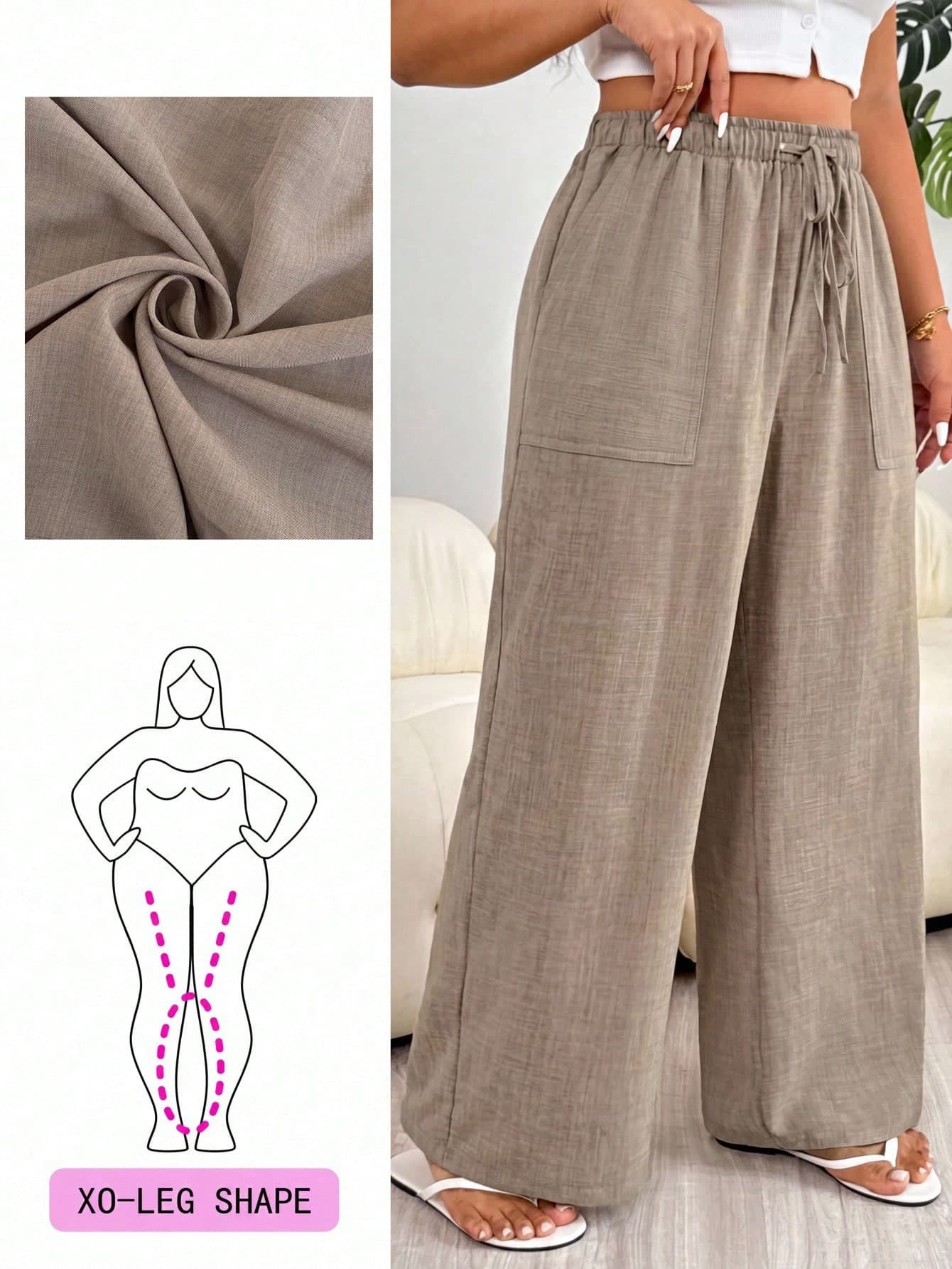 Solflare Plus Size Women's New Spring/Summer Business Casual Beach Pants, Suitable For Valentine's Day And Other Occasions, Fashionable Commuting, With Pockets. Beach Vacation, Suitable For College Students, Valentine's Day, Summer Loose/Loose Pants, Plus Size Women's Casual Pants.