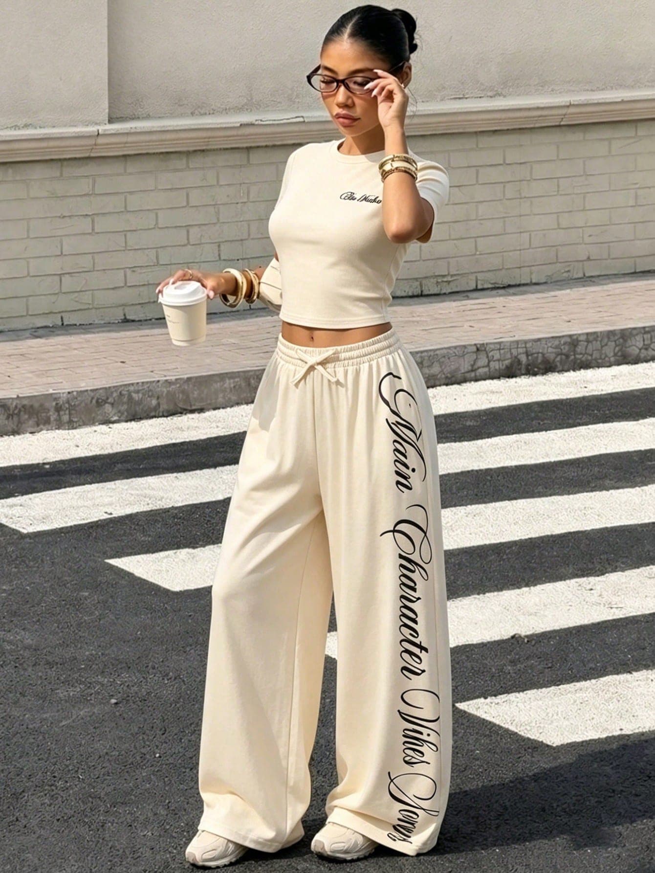 SHEIN 2pcs/Set Teen Short Sleeve & Long Pants Set, Bow Ribbon Pink, Suitable For Spring/Summer, Sports & Commute