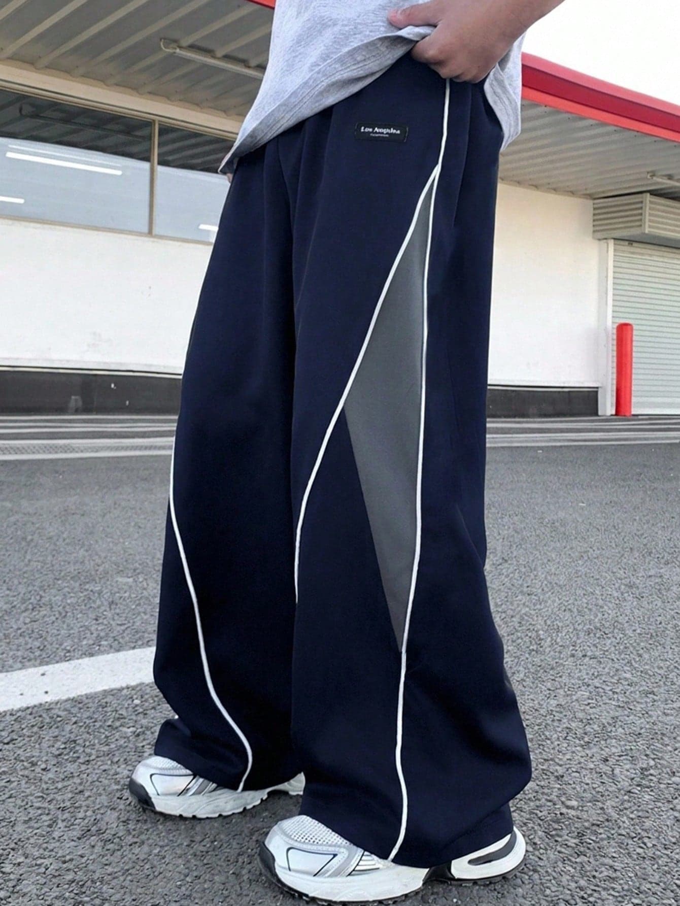 SHEIN Teen Boy Casual Loose Color Block Patchwork Long Pants
