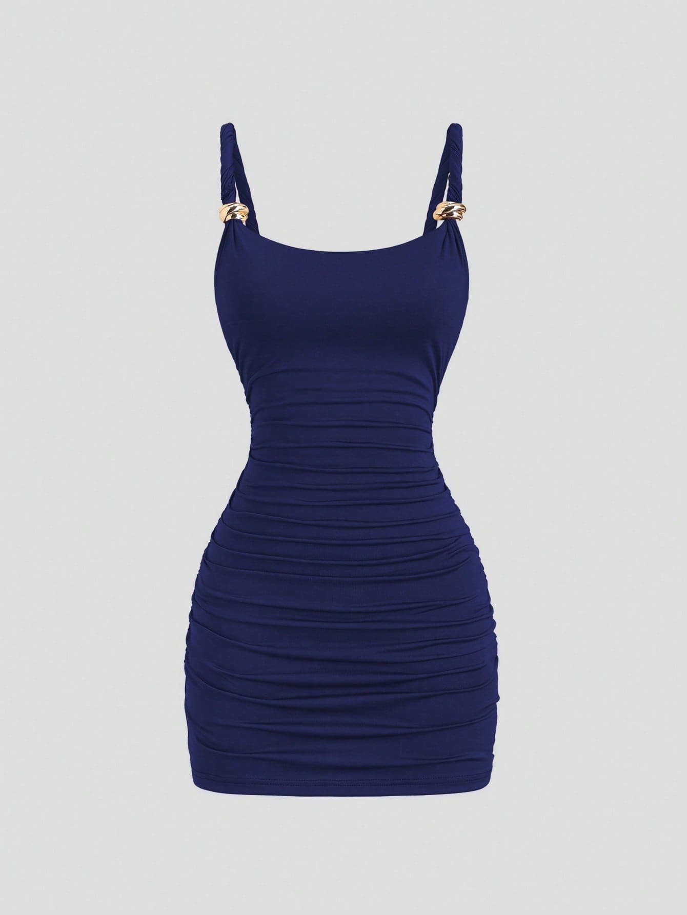 Sweetra European & American New Summer Outing Outfit Twisted Rope Fashion Metal Buckle Hot Girl Street Style Slimming Flattering Daily Commute Versatile Mini Dress
