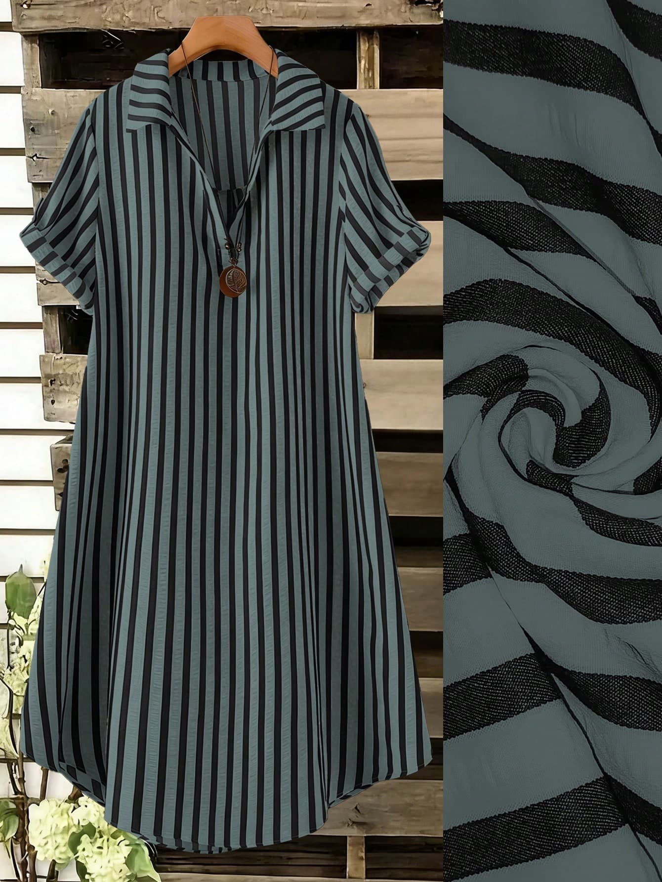 SHEIN Tall CURVE Plus Size Women's French 1920s 1950s Vintage 90s Casual Summer Short Sleeve V-Neck Tall Dress Vacation Black