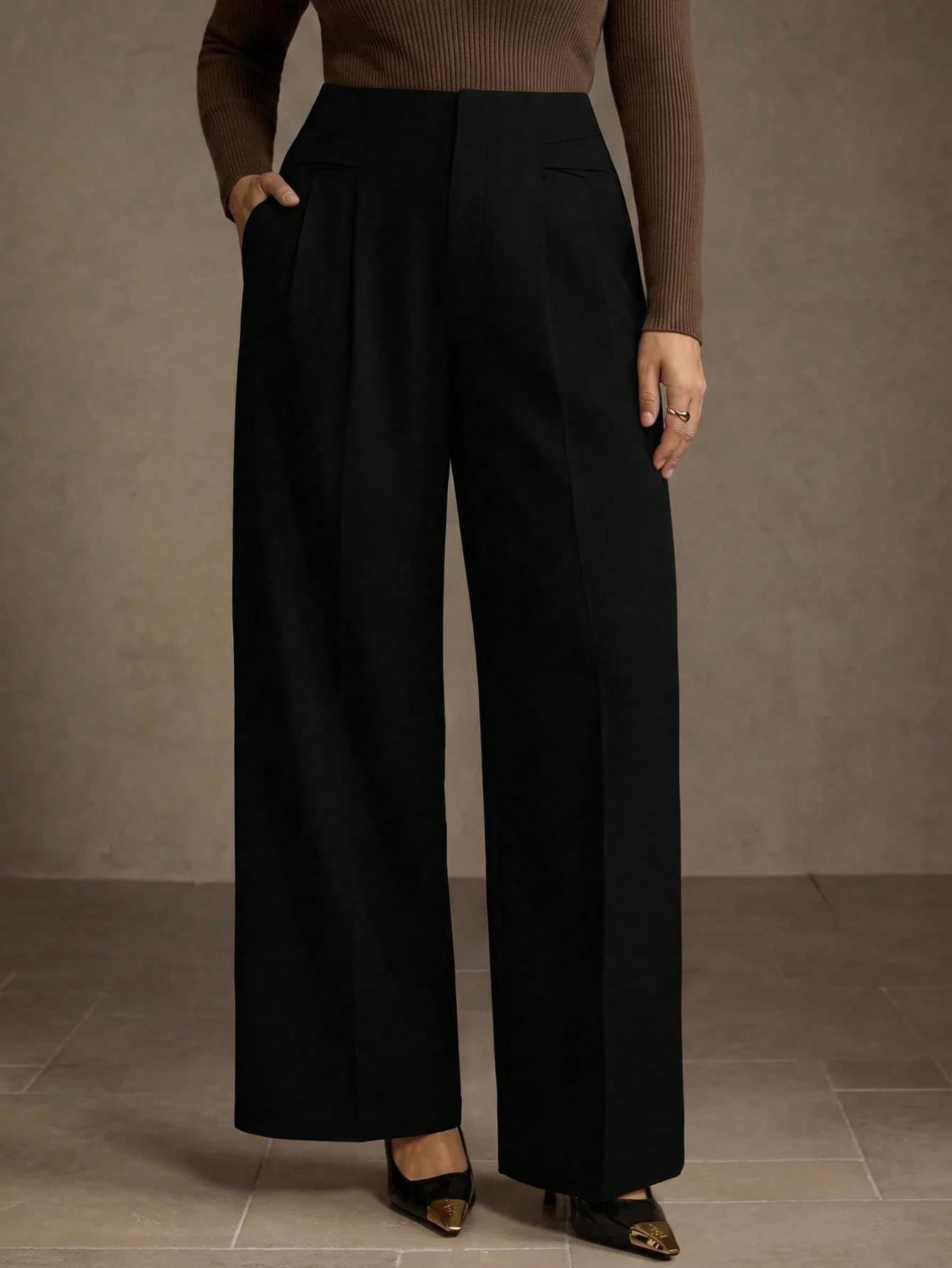 MOTF PREMIUM PLUS SIZE WOMEN'S FOLD PLEATED COMMUTER VERSATILE LONG PANTS