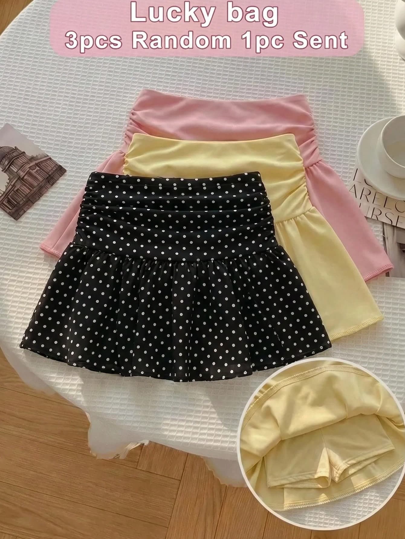 SHEIN Tween Girl Tween Girl Casual Everyday Versatile Comfortable High Waist Polka Dot Ruffle Skirt Fall/Winter Outfits