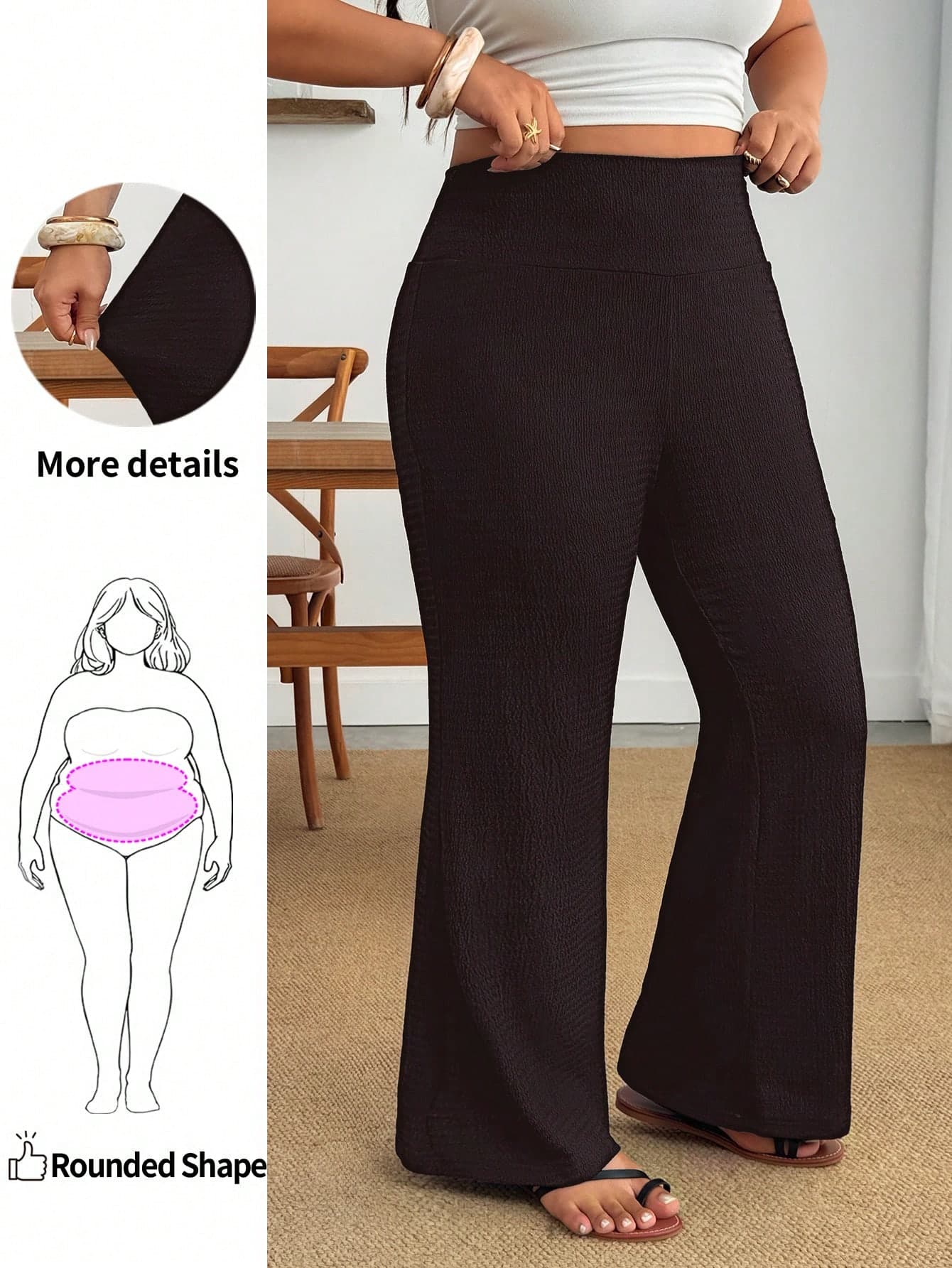 Enliva Plus-Size Women's Casual Black Trousers With Pockets, Formal Lounge Summer