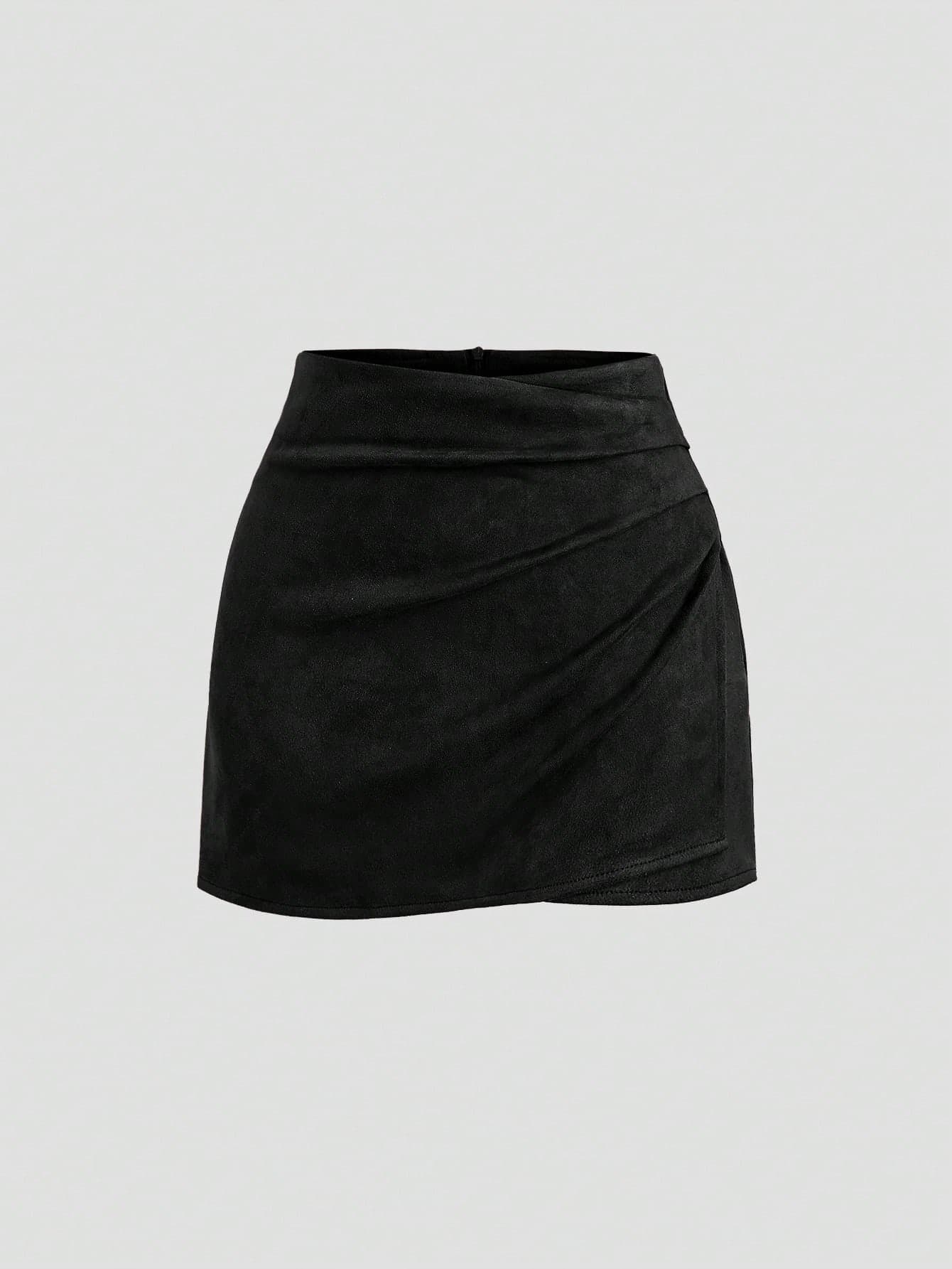 Sweetra Vintage Italian Style Maillard Color Pleated Bodycon Skirt, Sexy & Alluring For Autumn/Winter