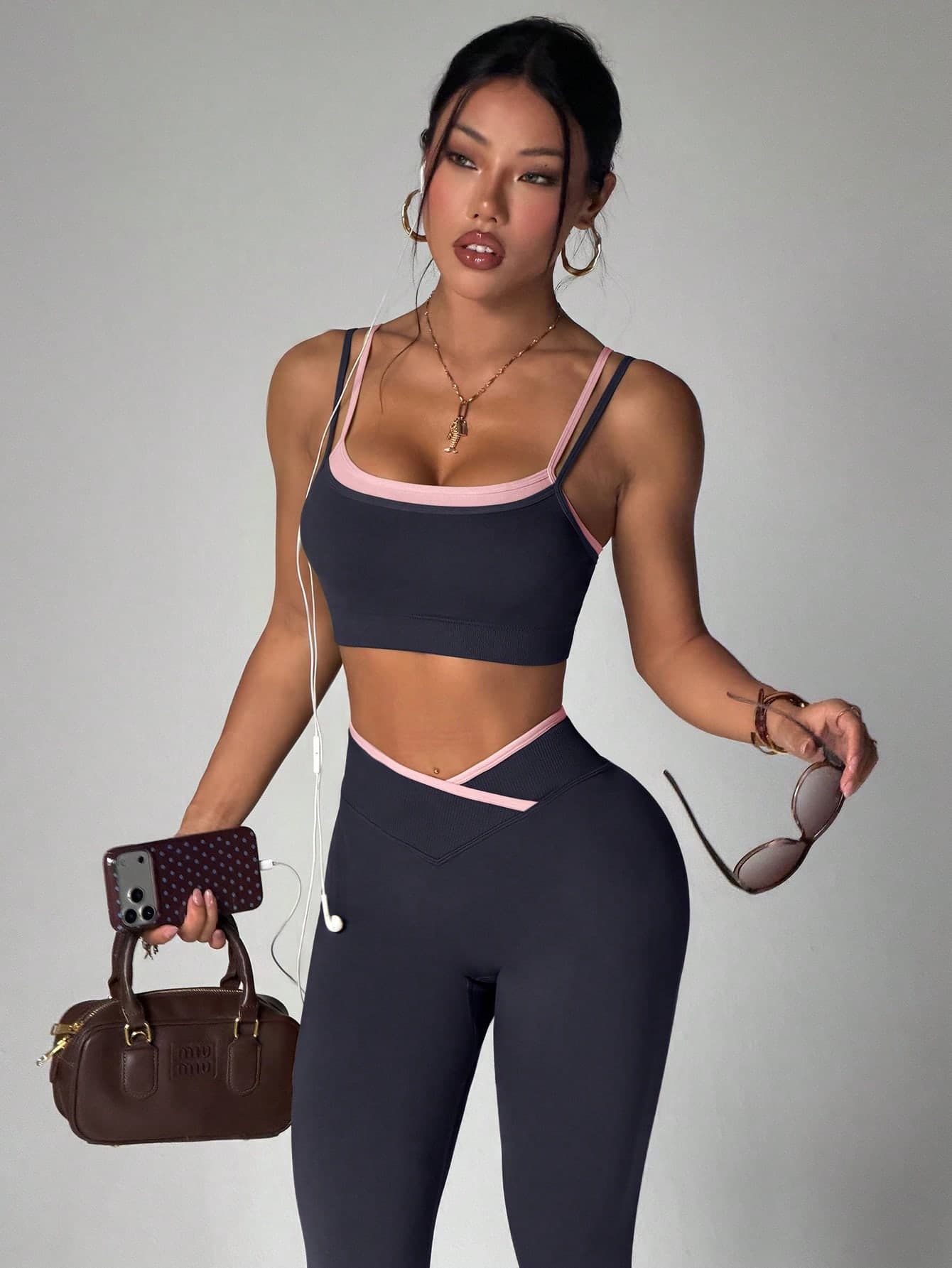 SHEIN Core Rhythm Seamless High Elasticity Women's Fitness Casual Daily Sports Waist-Cinching Butt-Lifting Set