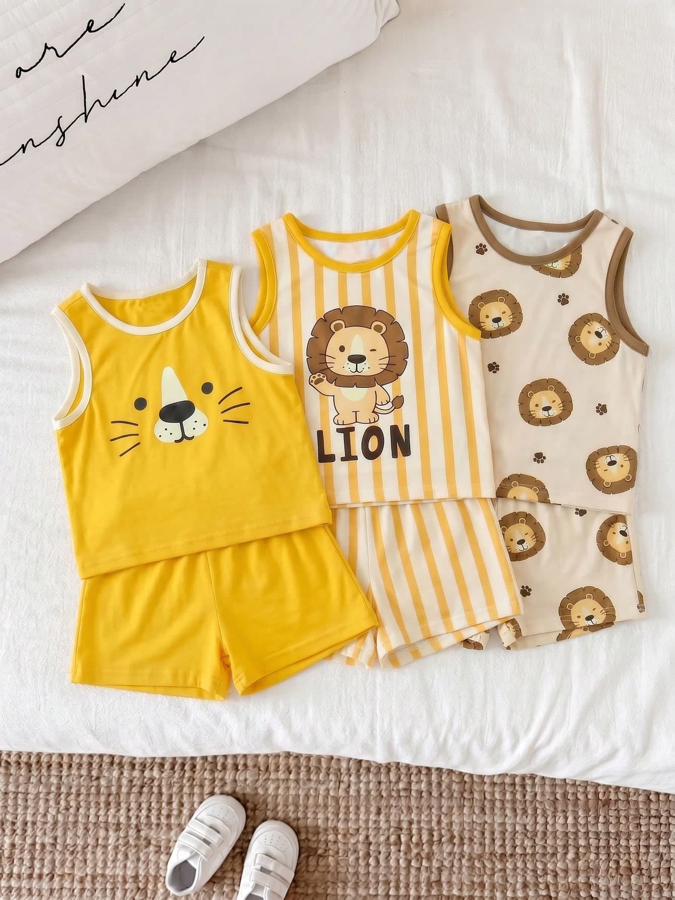 Unisex Baby Boy/Girl Baby Boy 3pcs Spring/Summer Casual Cute Lion Pattern Tank Top Knit Top Multi-Pack, Baby Boy Tops, Baby Boy Summer Clothes, Squishy