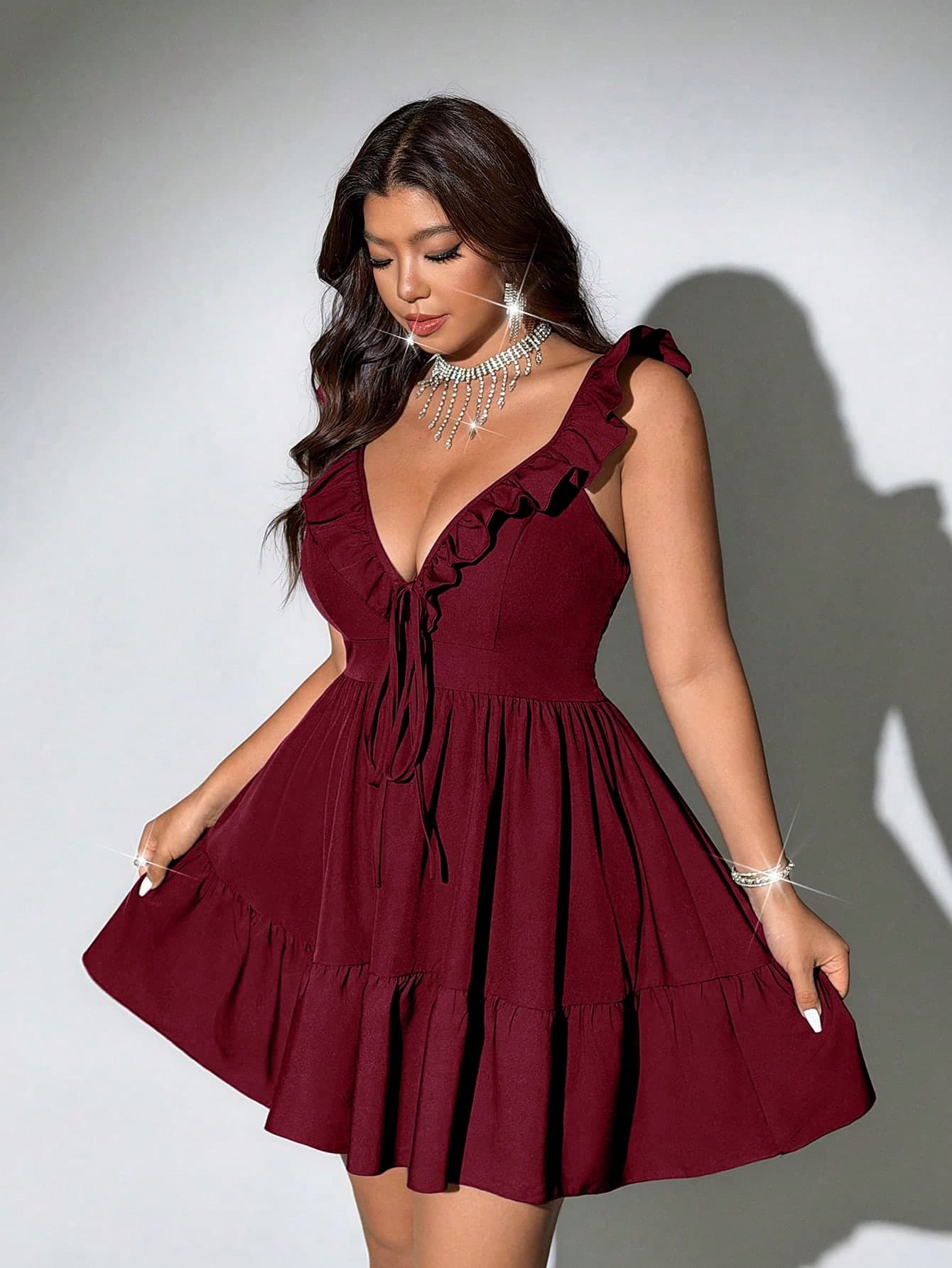 Viva Relle Plus Size Women's Sexy Off-The-Shoulder Bow Dress