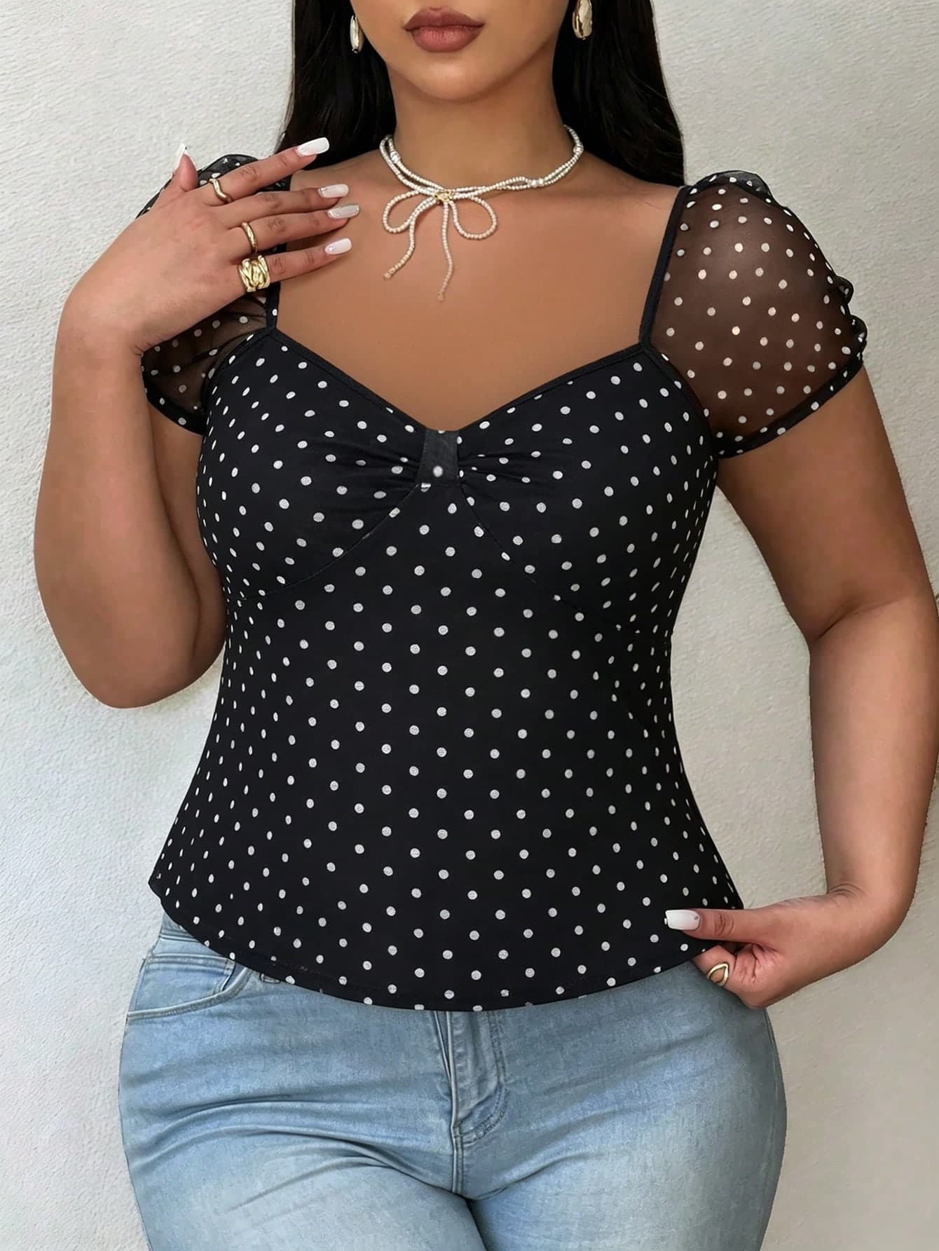 Elenzga Casual Blouse For Women Summer Holiday Outfits Polka Dot Top