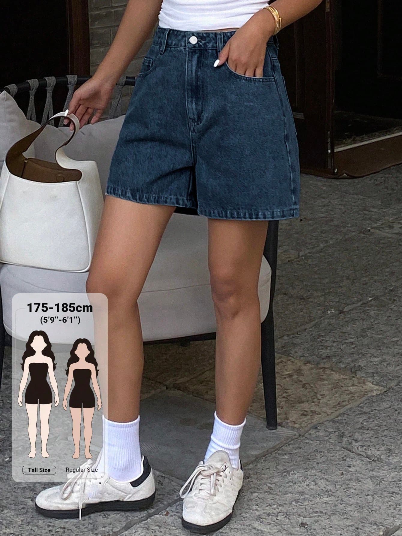 Livesso Tall Women's Summer Loose Knee Length Street Casual Denim Shorts