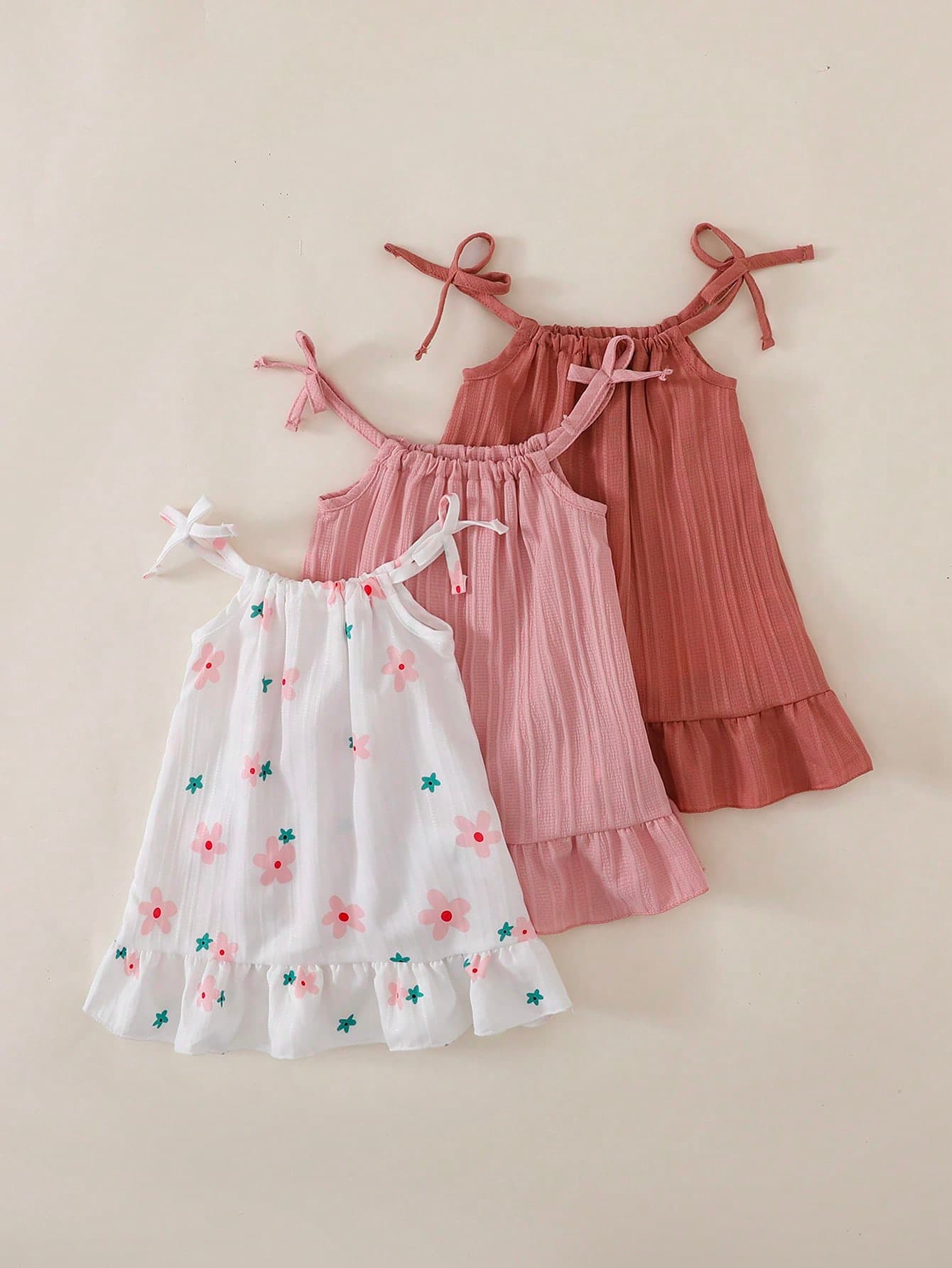 SHEIN Baby Girls' Casual Floral & Tropical Print Knit Camisole Dress, Summer Vacation Dresses, New SS26 Fashion Summer Outfits