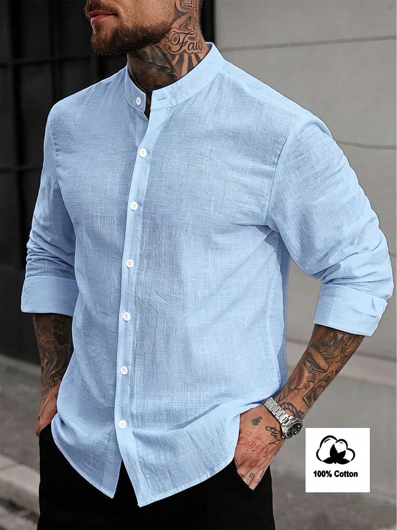 Manfinity Homme Men's Solid Color Single-Breasted Casual Versatile Daily Wear Shirt, Formal