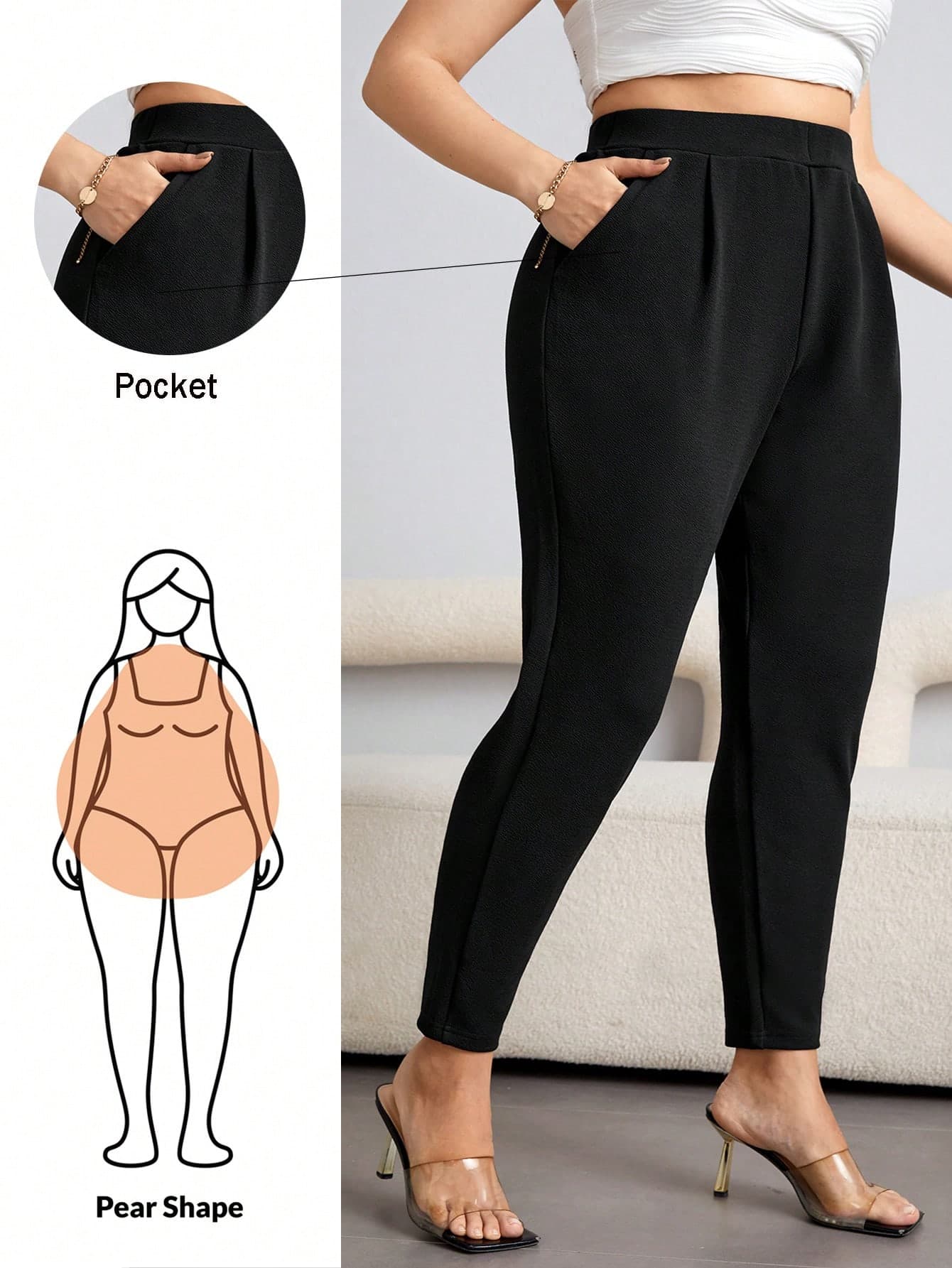 Shapeblank Plus High Waist Plicated Detail Tapered Pants Fall