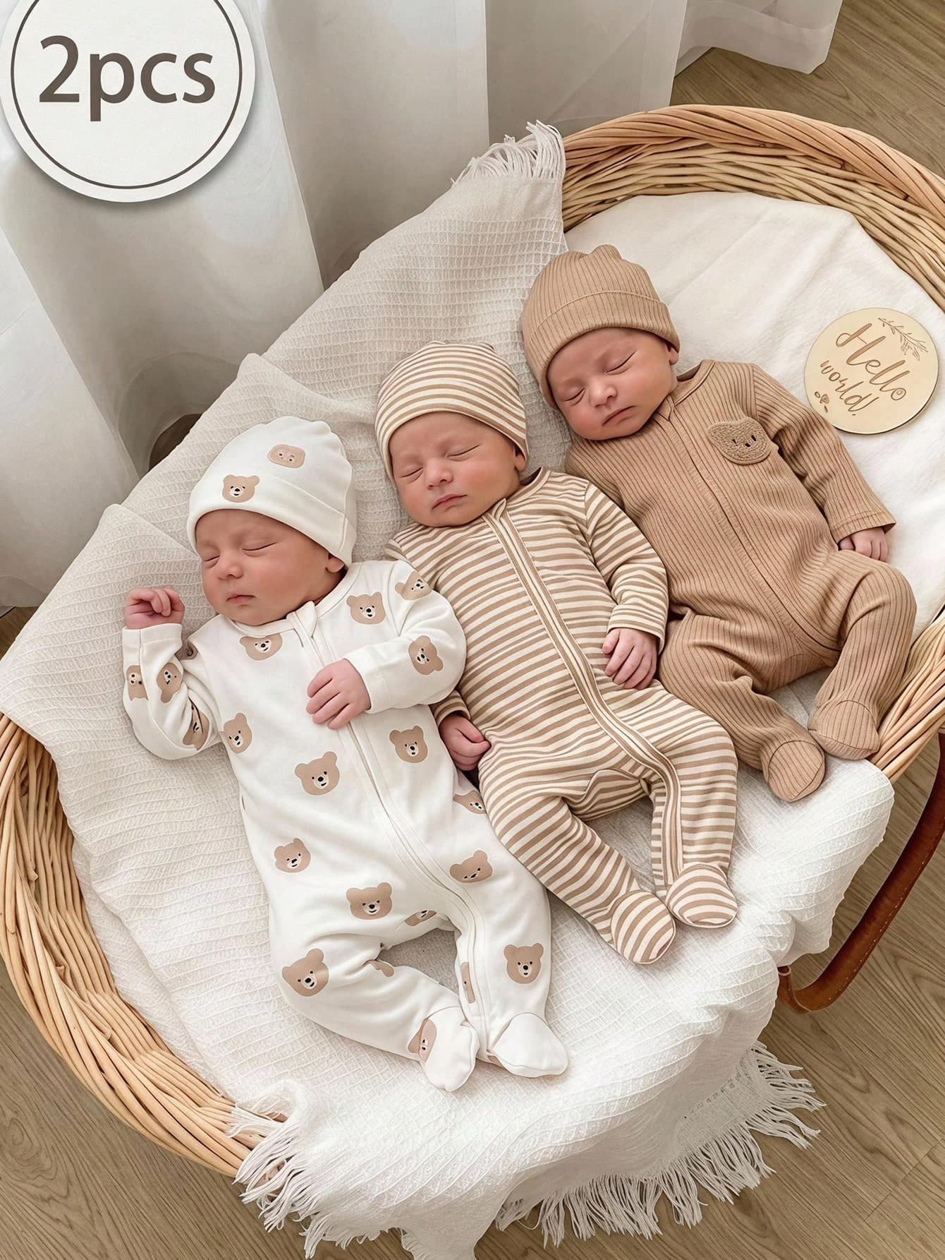 SHEIN Vintaside Kids 2 Pieces Newborn Baby Boys Casual Knit Pajamas Featuring A Cute Cartoon Dinosaur Pattern