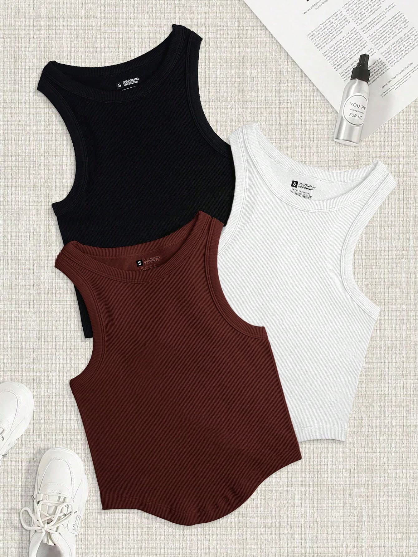 SHEIN Velisys Summer Casual Versatile Solid Color Sports Tank Top