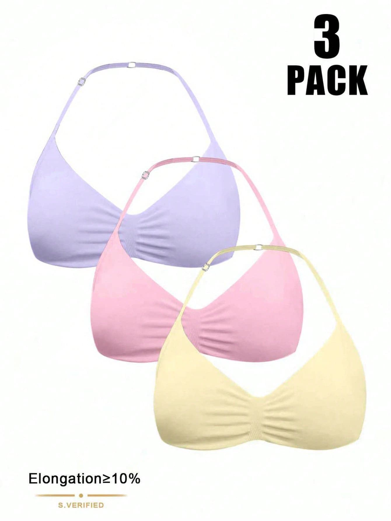 Velisys Velisys Solid Color Seamless Halter Neck Women's Sports Bra