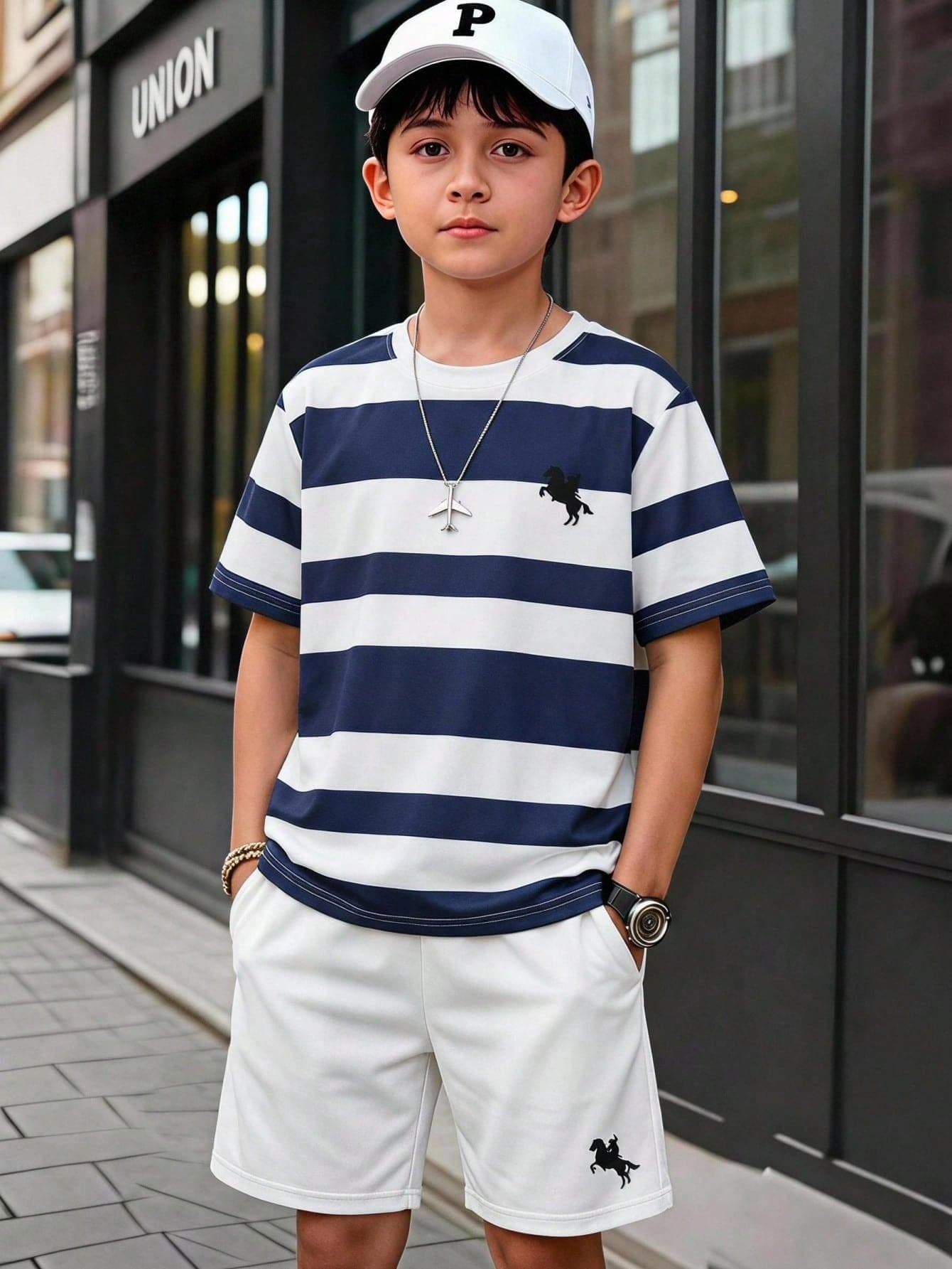 Vacaura 2pcs/Set Boys Casual Colorblock Patchwork Design Crew Neck T-Shirt Set, Suitable For Daily Commute, School, Sports, Comfortable And Fashionable