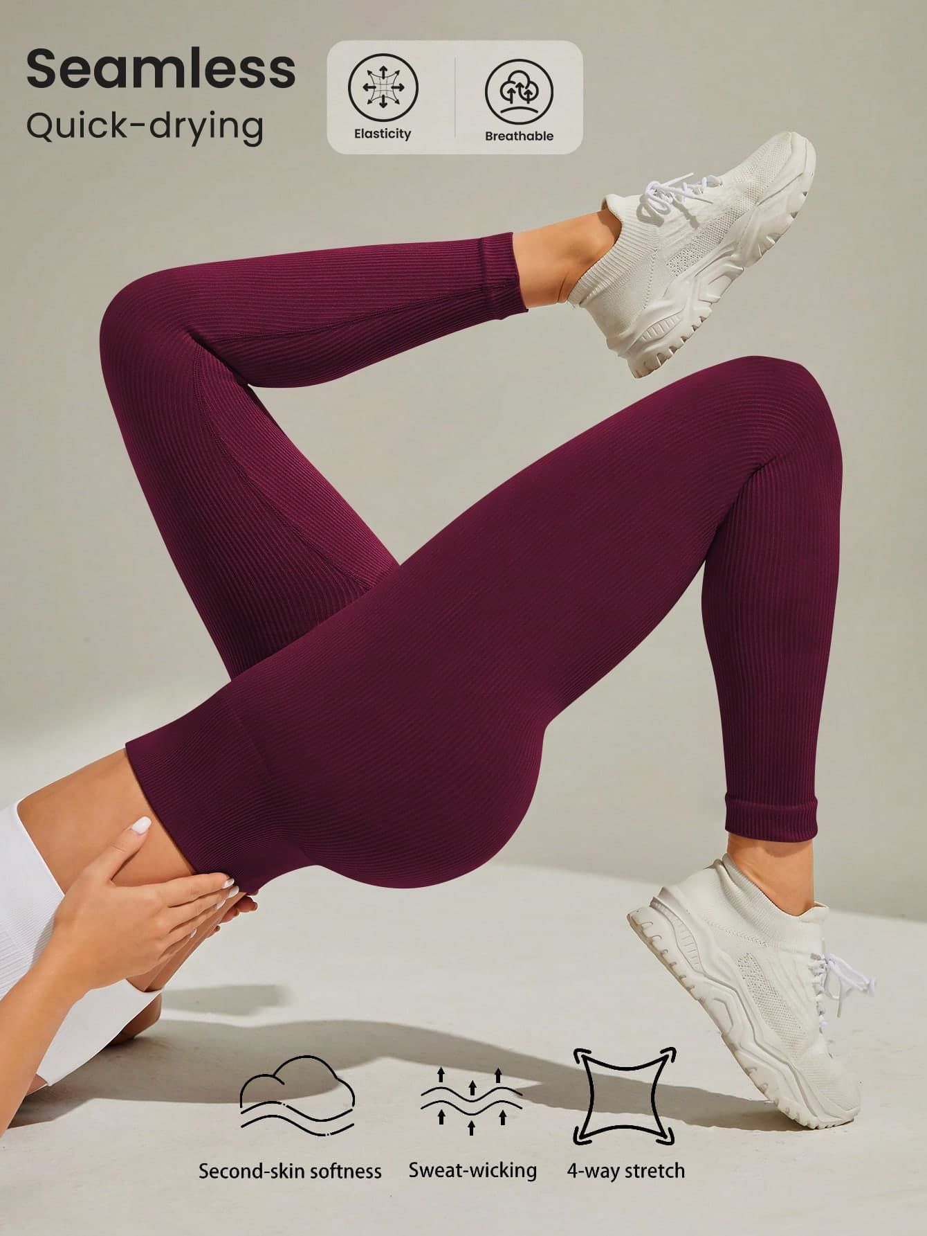 Easithlete Easithlete Solid Color High Waist Seamless Athletic Leggings