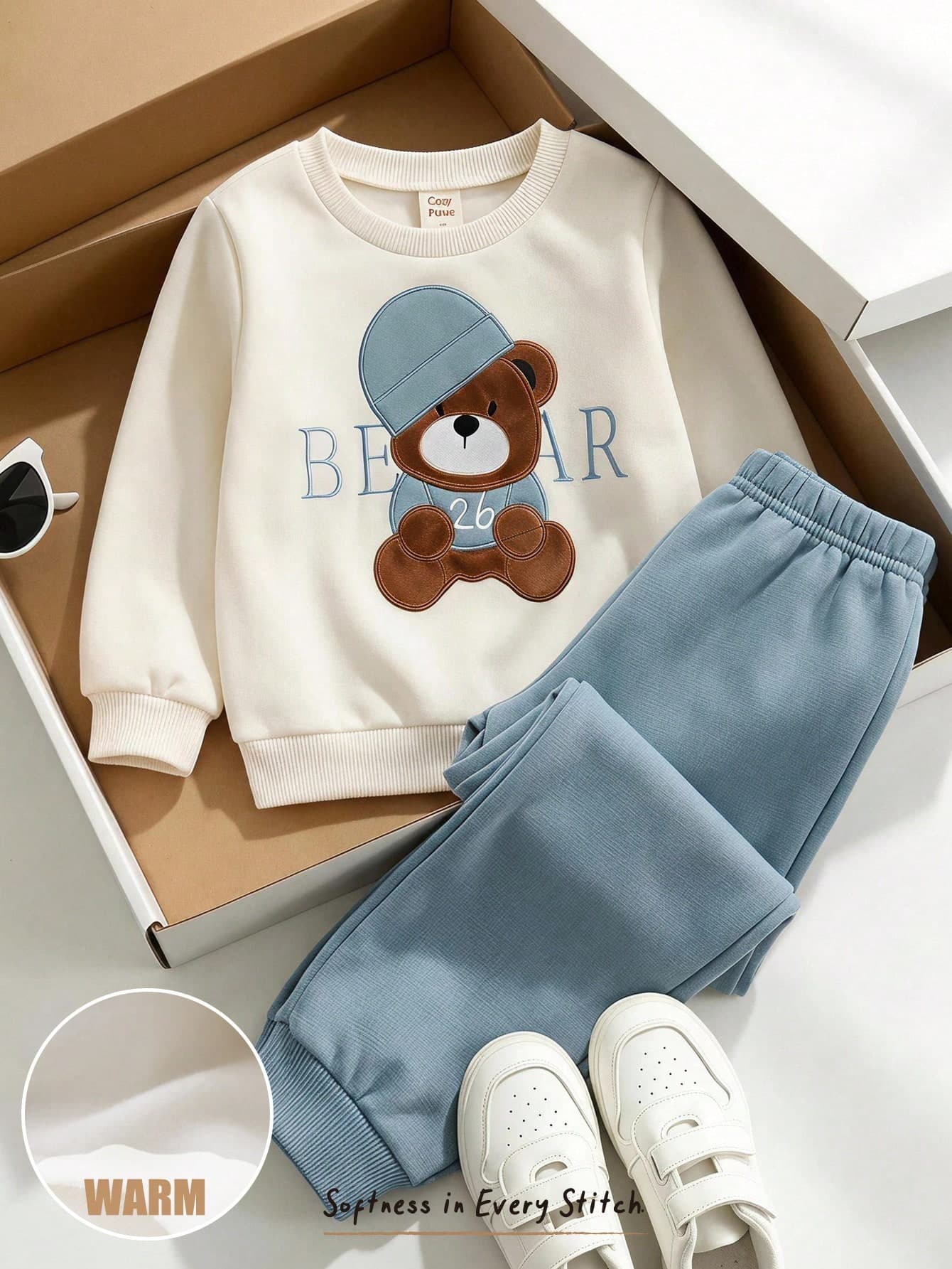 Cozy Pixies Young Boy Clothes Casual Coconut Tree Print Crew Neck Short Sleeve T-Shirt And Elastic Waist Shorts Set, Suitable For Daily Wear, School, Travel, Sports, And Spring/Summer Seasons