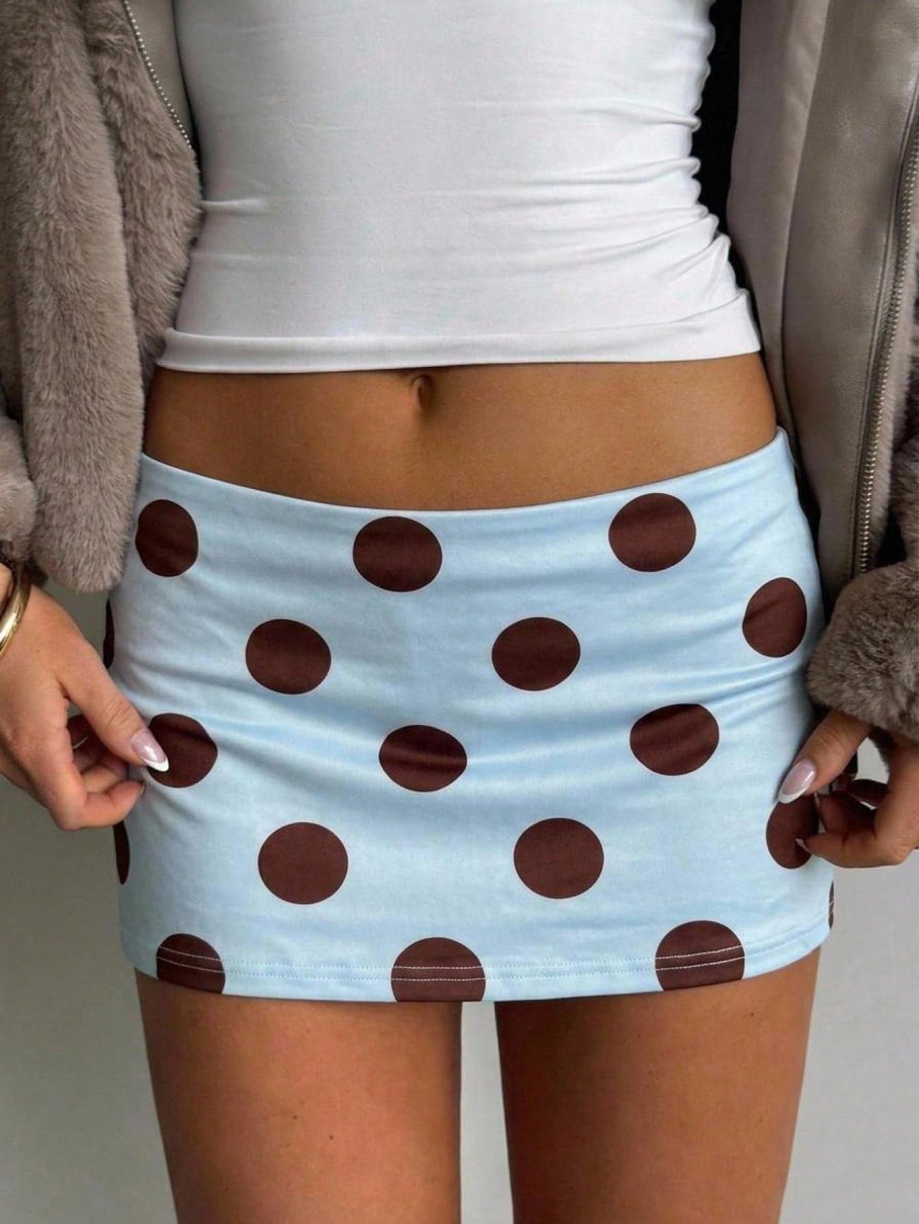 SHEIN MOD Women's Summer Casual Polka Dot Print Skirt