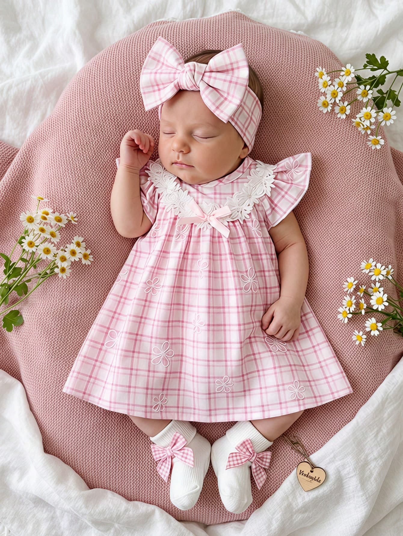 SHEIN Vintaside Kids Baby Girl's Cute White Yellow Striped Bow Print Dress Round-Neck Sleeveless LooseFitting Soft Fabric