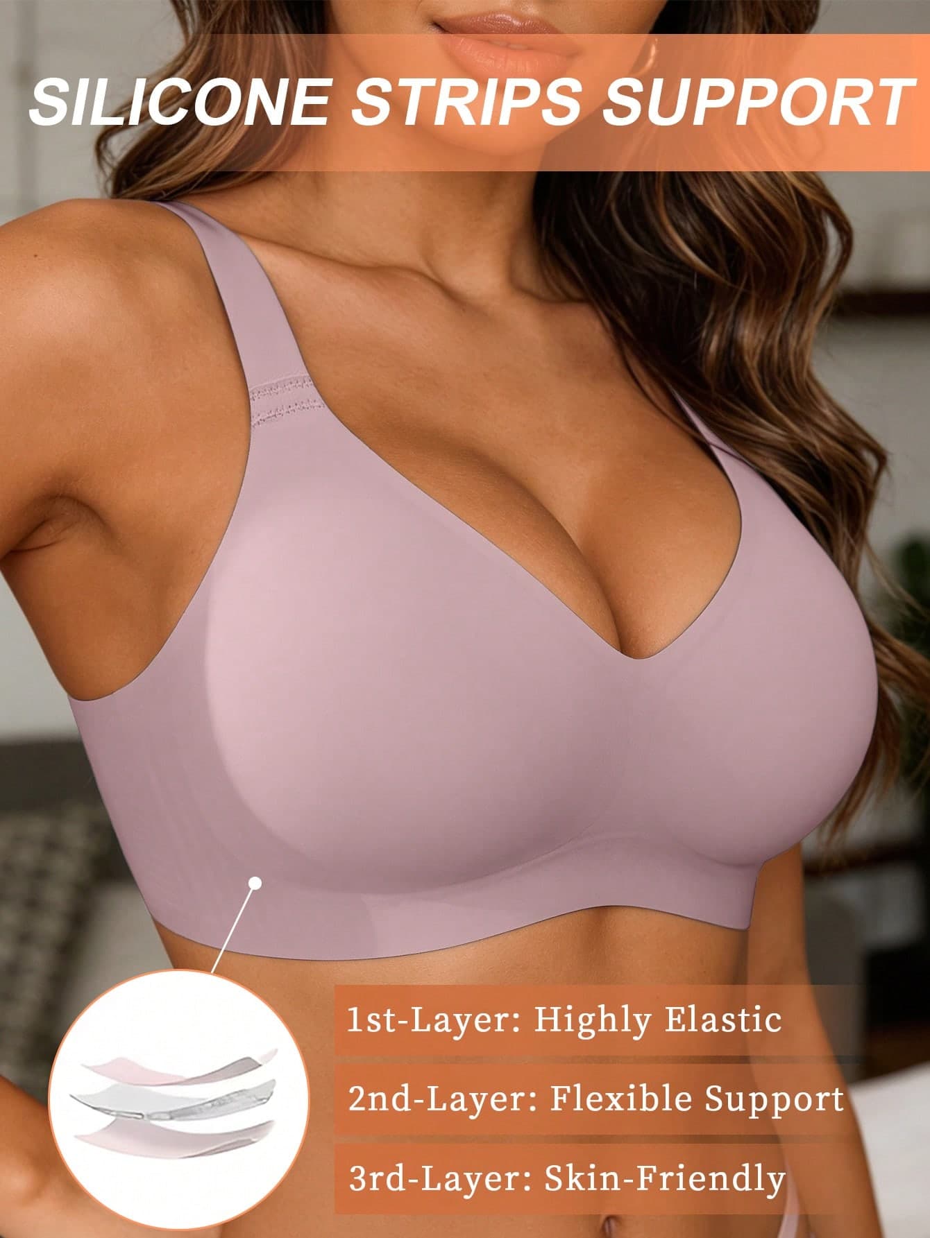 SHEIN 1pc Women's Minimalist Comfortable Seamless Jelly Gel Wireless Bra With Removable Pads