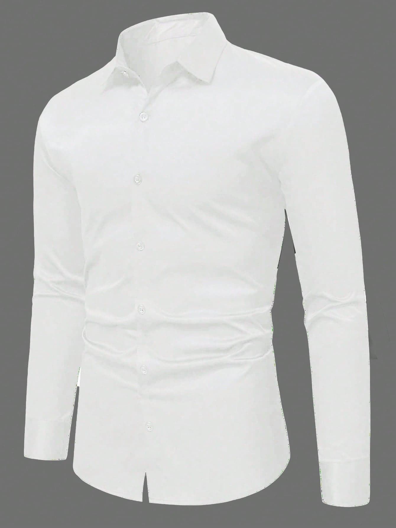 SHEIN Teen Boys' Solid Color Front Button Elegant Basic Long Sleeve Dress Shirt, School, Campus, College