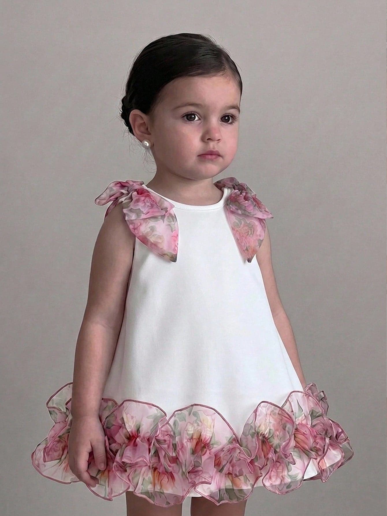 Baby Girls' Floral Mesh Dress, Baby Girl A-Line Sleeveless Sweet Backless Tulle Dress, Elegant Party Dress