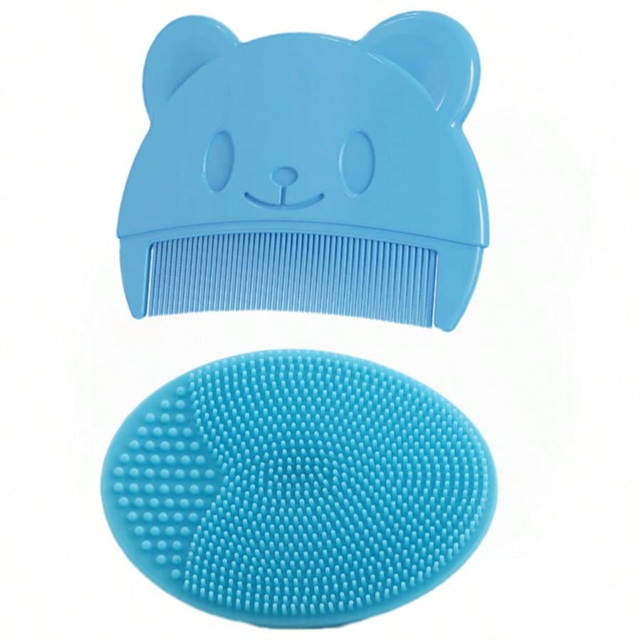 2pcs Baby Hair Washing Set, Silicone Brush And Comb, Head Cleaner To Remove Cradle Cap And Detangle Hair
