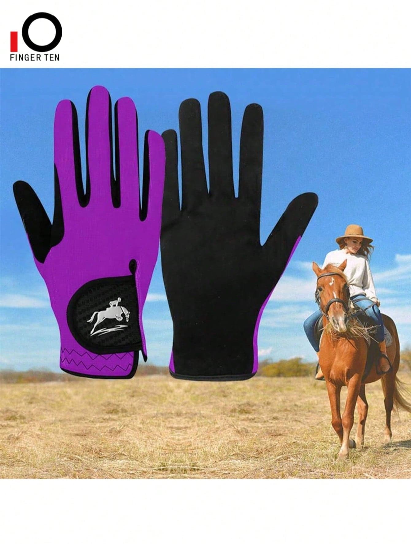FINGER TEN Women's Equestrian Gloves, Elastic Horse Riding Gloves For Teenage Girls, Anti-Slip Breathable Lightweight, Suitable For Riding, Cycling, Gardening And Other Outdoor Activities, All Seasons