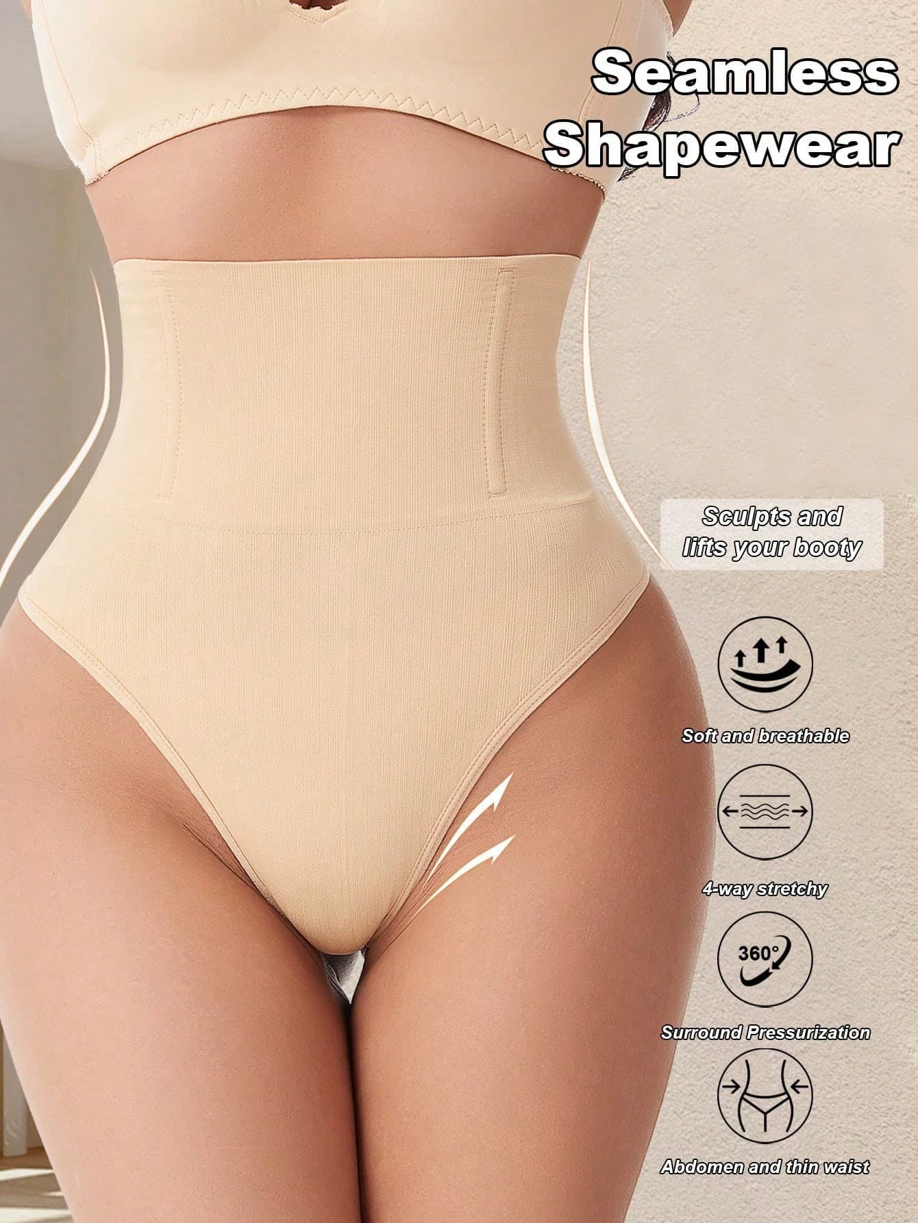 High Waist Seamless Shaping Panties For Women, Tummy Control, Butt Lifting, Waist Slimming Shapewear