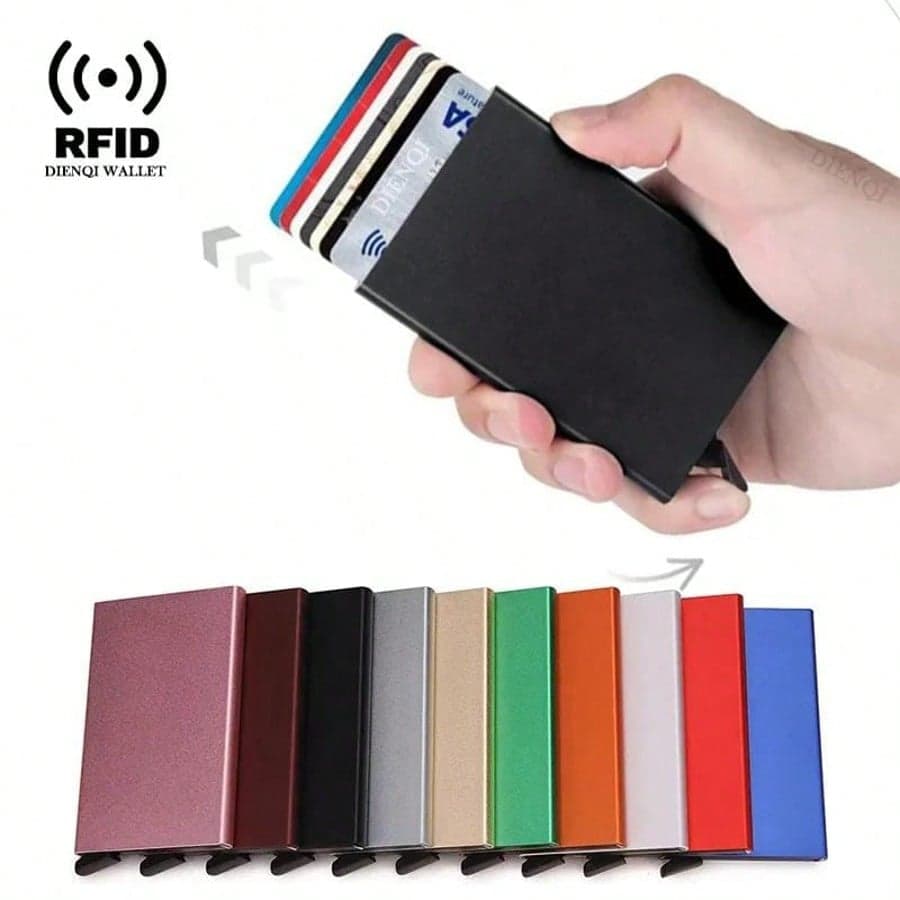 Hot New Rfid Metal Ultra-Thin Smart Men's And Women's Wallet Pop-Up Minimalist Men's Wallet Credit Card ID Card Holder Black Card Holders Halloween Purse Coin Purse Christmas Gifts Personalised Gifts Purse Essential Items Gifts For Men Boyfriend Gifts Slim Wallet Minimalist Wallet For Men Metal Wallet Smart Wallet For Men Funny Gift Small Gifts Gift For Women