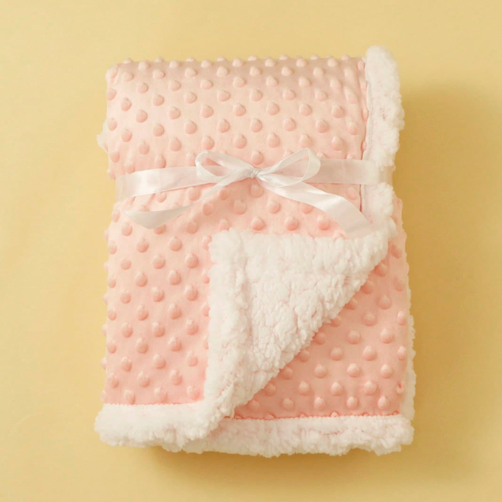 1pc Double Layer Infant Fleece Blanket, Dotted Texture Baby Stroller Blanket, For All Seasons