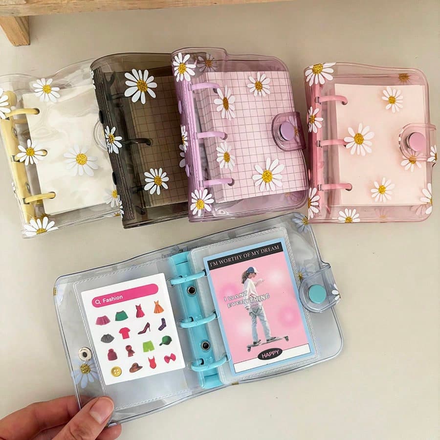 3-Hole Daisy Notebook Set, Loose-Leaf Binder Memo Pad With 60 Grid/Blank Pages, DIY Mini Stationery Diary, School Supplies, Back To School Season