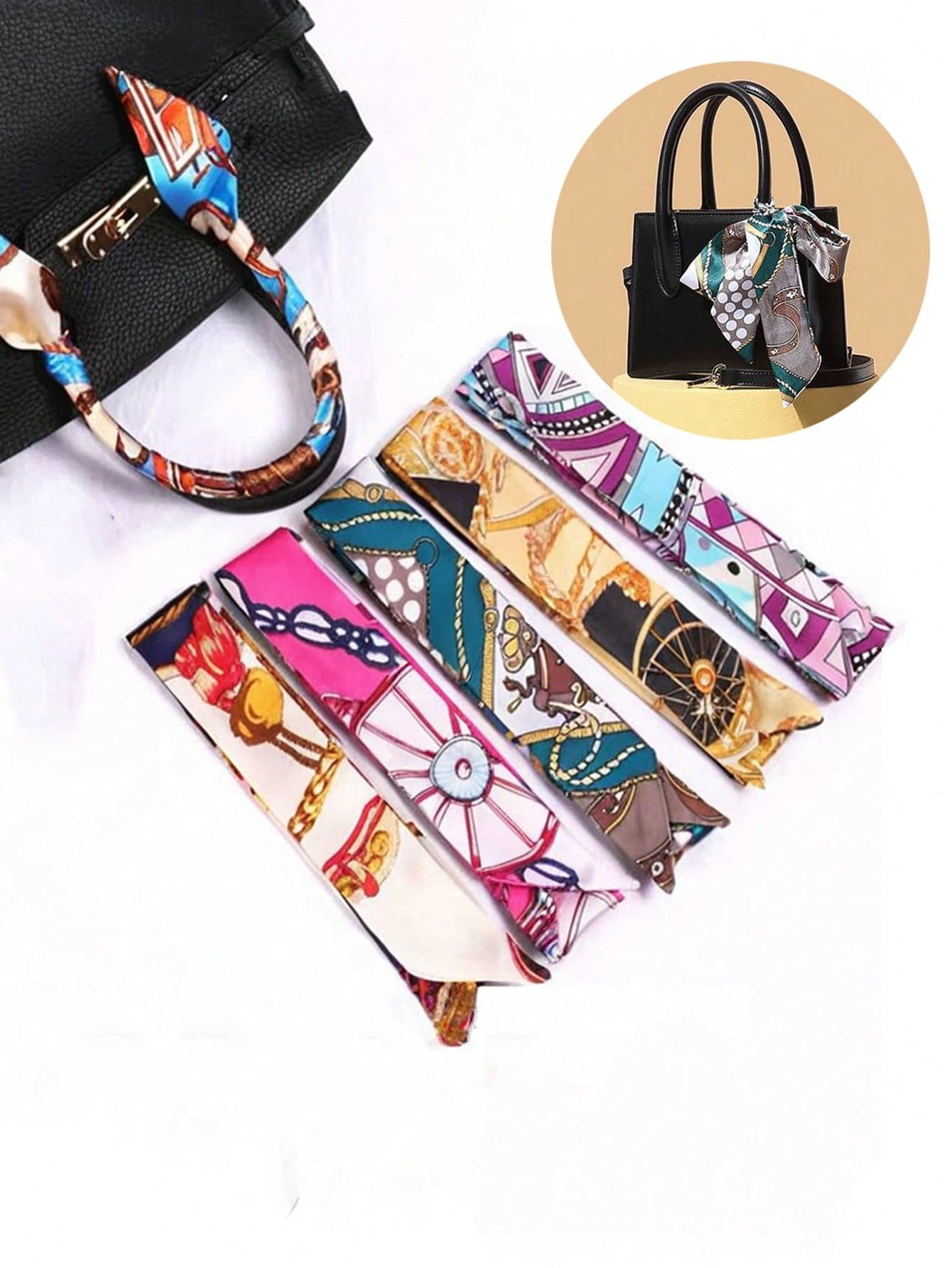1pc/3pcs/5pcs Bag Handle Decorative Scarf Ribbon, Versatile Long Small Scarf, Decorative Scarf, Hair Tie Scarf Ribbon, Hat Decorative Small Scarf