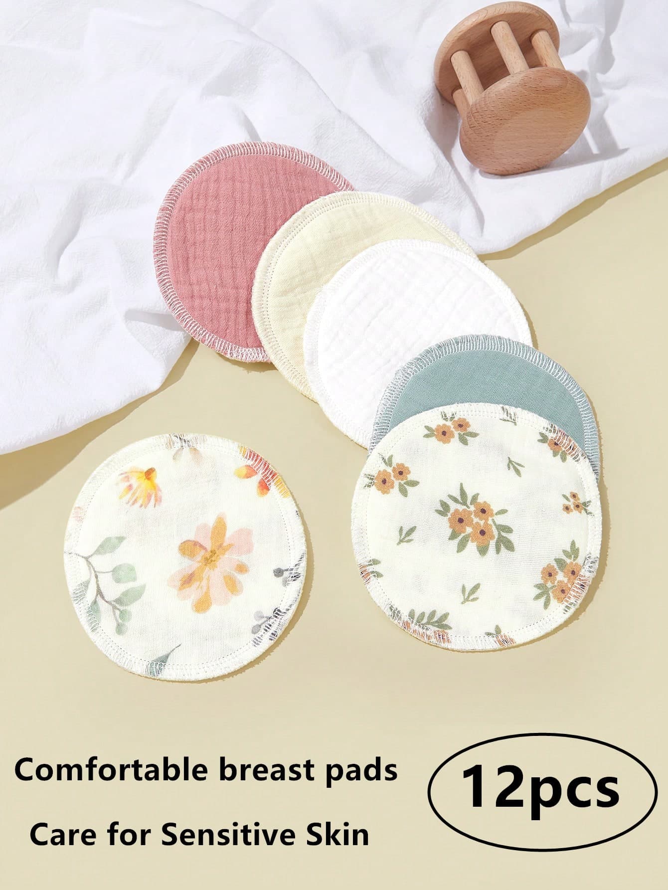 12pcs Reusable Nursing Pads, Washable Breast Pad For Breastfeeding Leaks, Quick Absorption & Breathable Lactation Pad, Essential Breastfeeding Supply