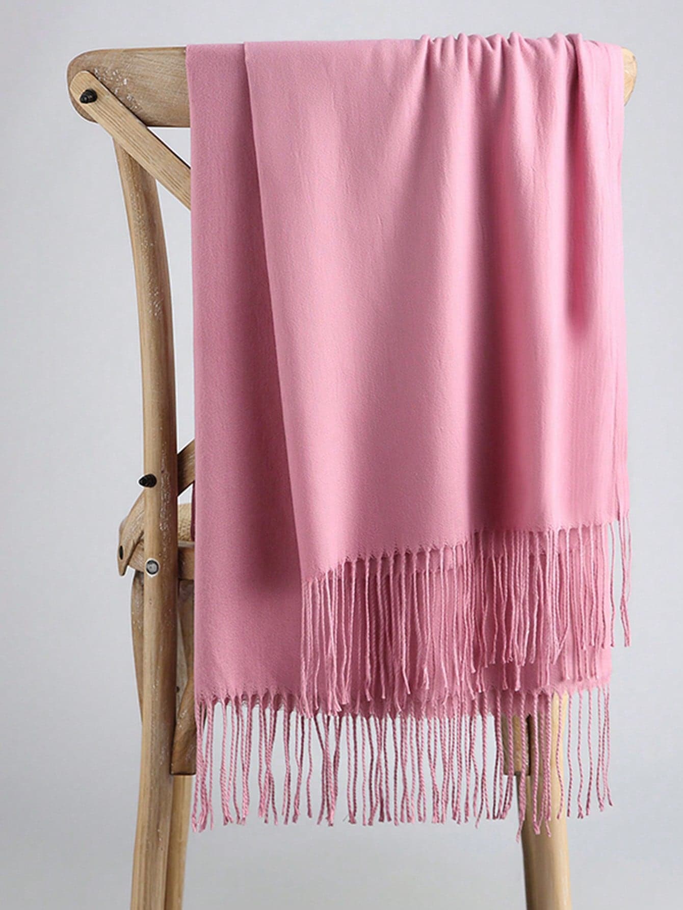1pc Solid Color Lightweight Tasseled Shawl And Thin Scarf For Air-Conditioned Rooms Soft, Warm And Neck Wrap For Daily Outings