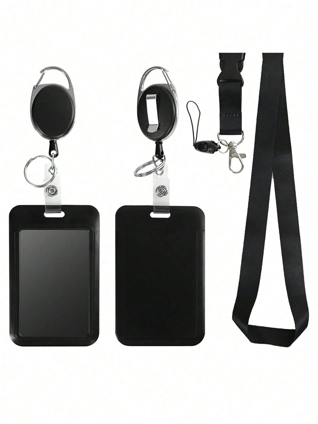 1pc Vertical Sliding Retractable Card Holder - Durable Plastic ID Card Protector Suitable For Office, School And Key Cards - Black And Gold Design Enhance Visibility And Style, Office Badge Clip | Stylish Badge Reel | Plastic Card Sleeve, Office ID Card Clip