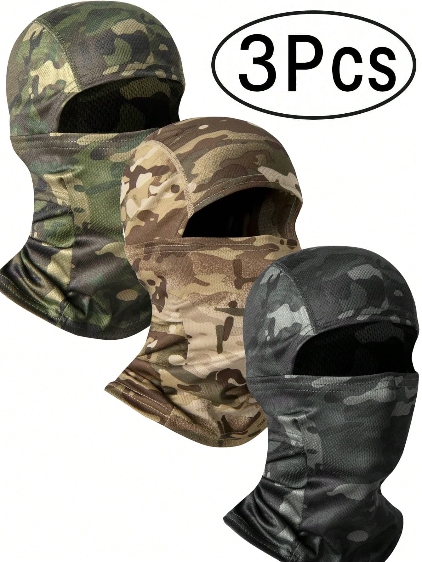 3pcs Balaclava Ski , Lightweight UV Protection Face , Suitable For Motorcycle, Snowboarding And Other Outdoor Sports, Breathable Full Face For Men
