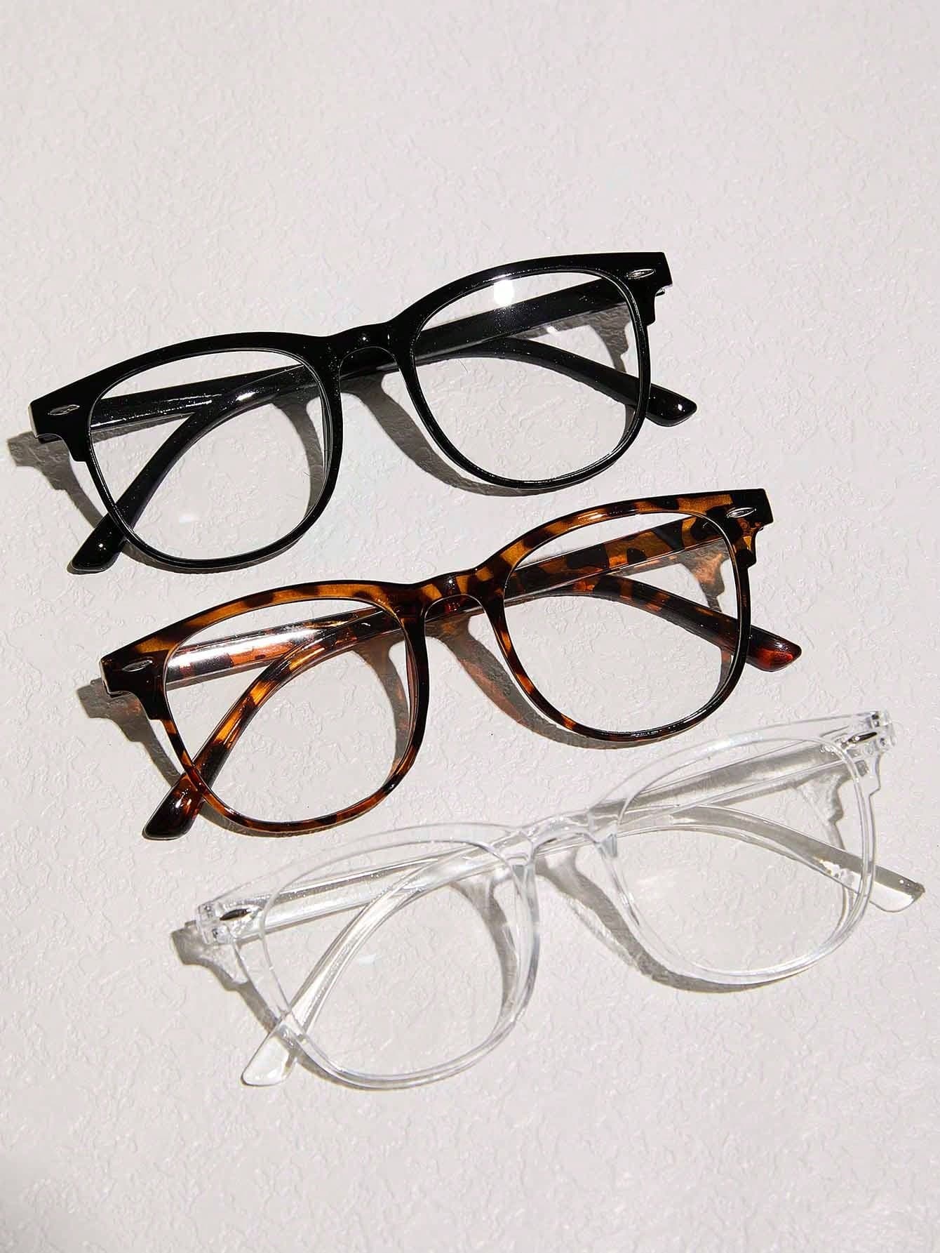Unisex Casual Retro Geometric Style Fashion Flat Lens Glasses, Transparent Lens Fashion Eyewear, Suitable For Various Outfits, Street Style, Travel And Beach Occasions