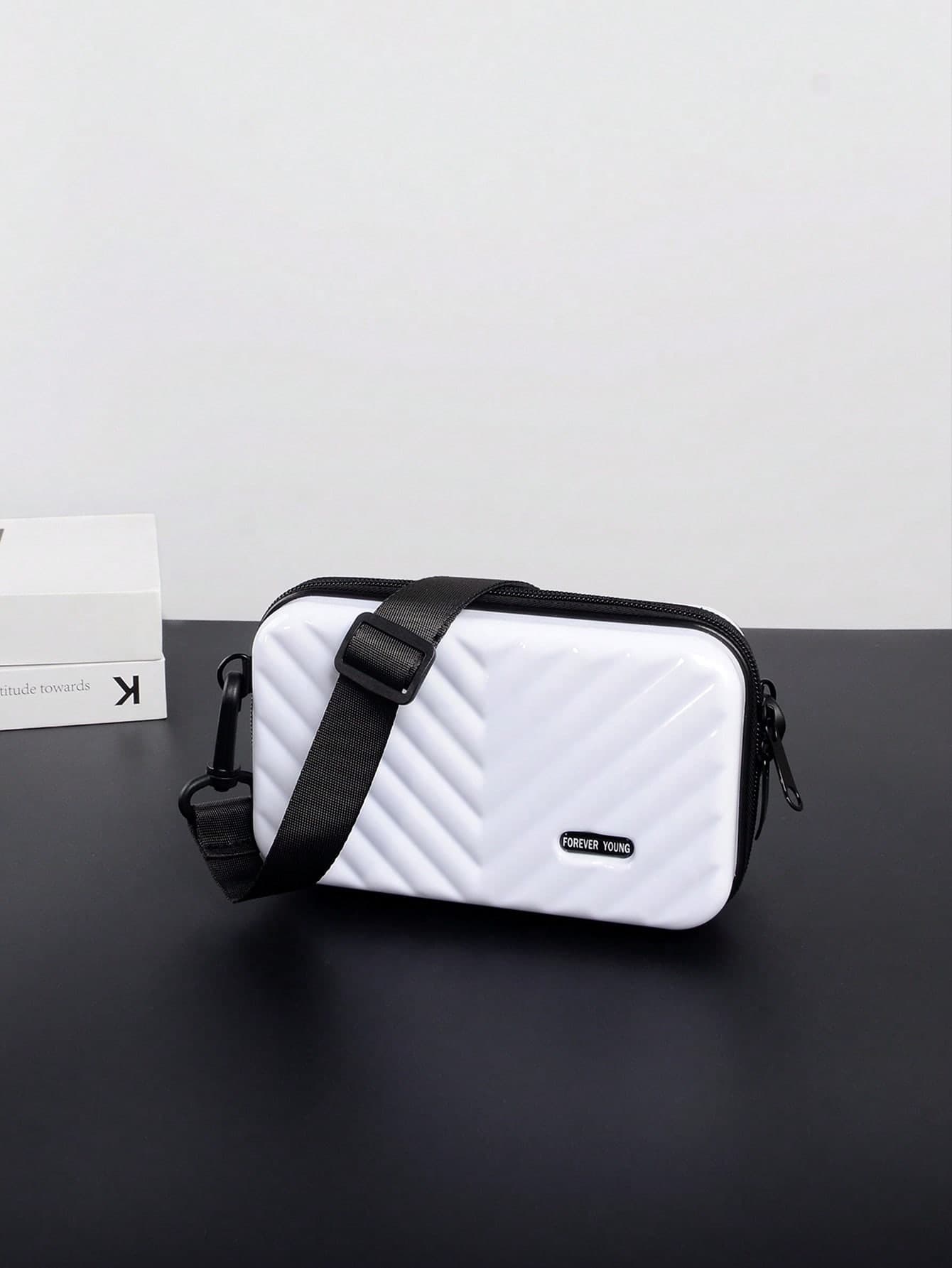 Compact Suitcase Messenger Bag Hard Shell Shoulder Bag Crossbody Bag, Lightweight For Back To School, College, Travel, Water-Resistant PVC Material, Minimalist Casual Style Gifts For Boyfriend Sling Bag Fashion Men's Bags Water Repellent Pouch Festival, Easter