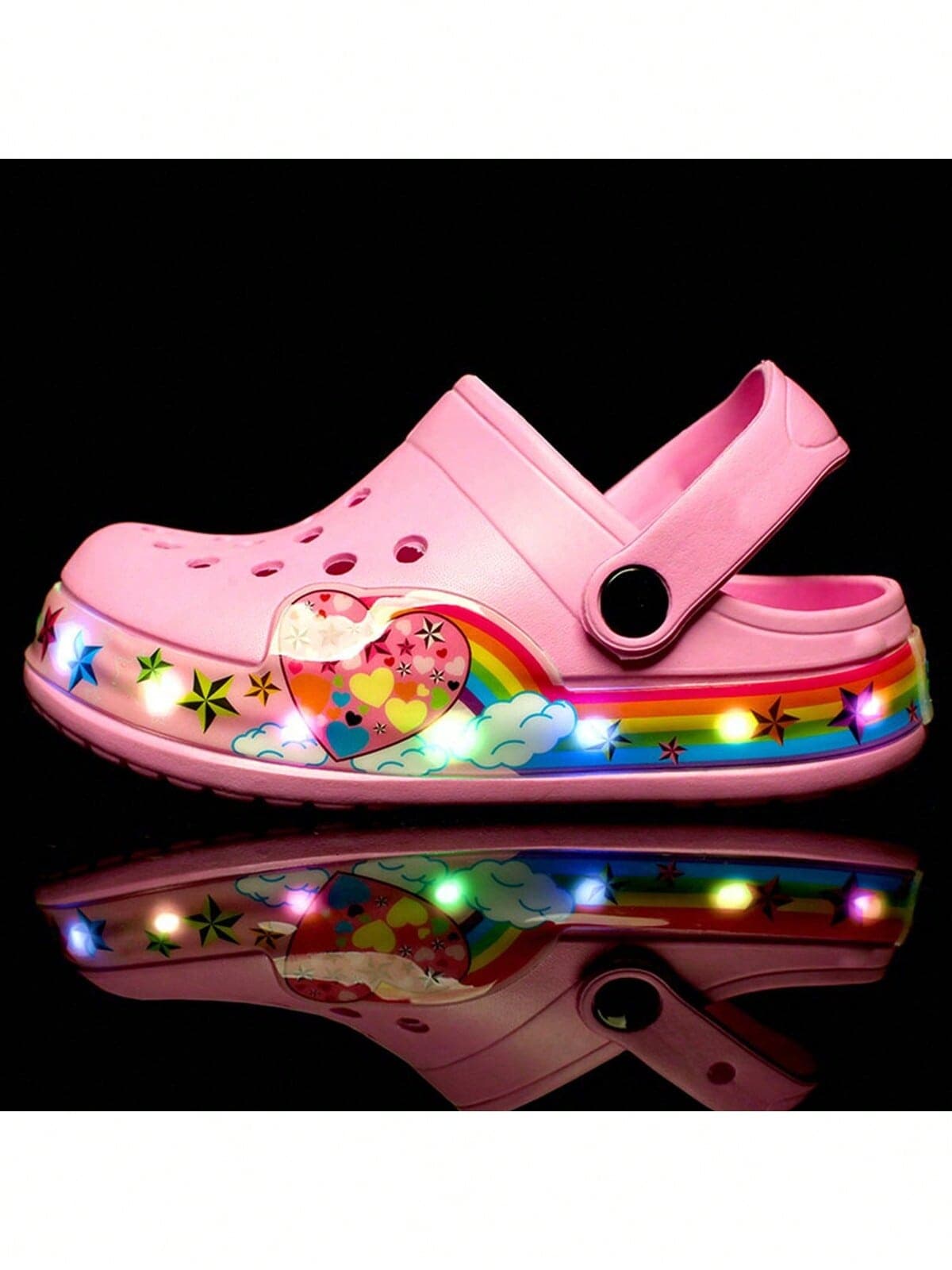 Glow-In-The-Dark Cartoon LED Light-Up Sandals, Non-Slip Soft Sole, EVA Material, Suitable For Boys And Girls Indoor/Outdoor Play, Beach And Summer Fun, Children LED Cartoon Car Print Slip-On Breathable Clogs, Cute And Style For Outdoor, Beach, And Home Scenes, Colorful EVA Rubber Flip Flops