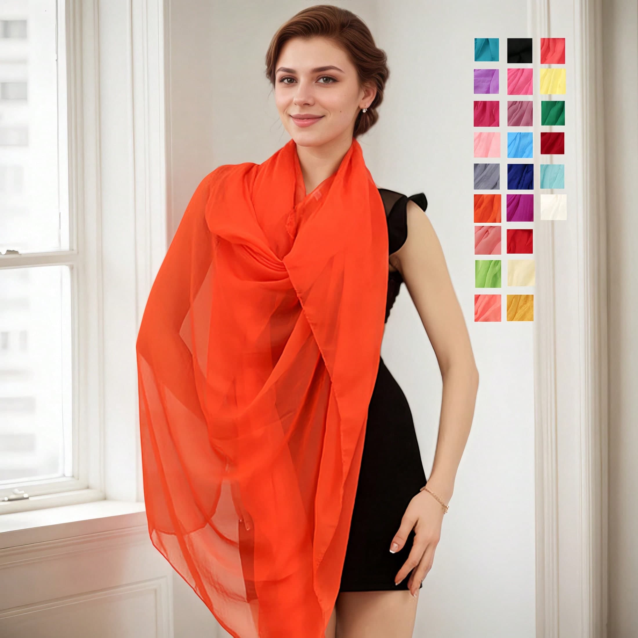 1pc Women Crinkle Chiffon Lightweight & Scarf, Casual & Solid Color Shawl, Head Wrap Accessory For Outdoor