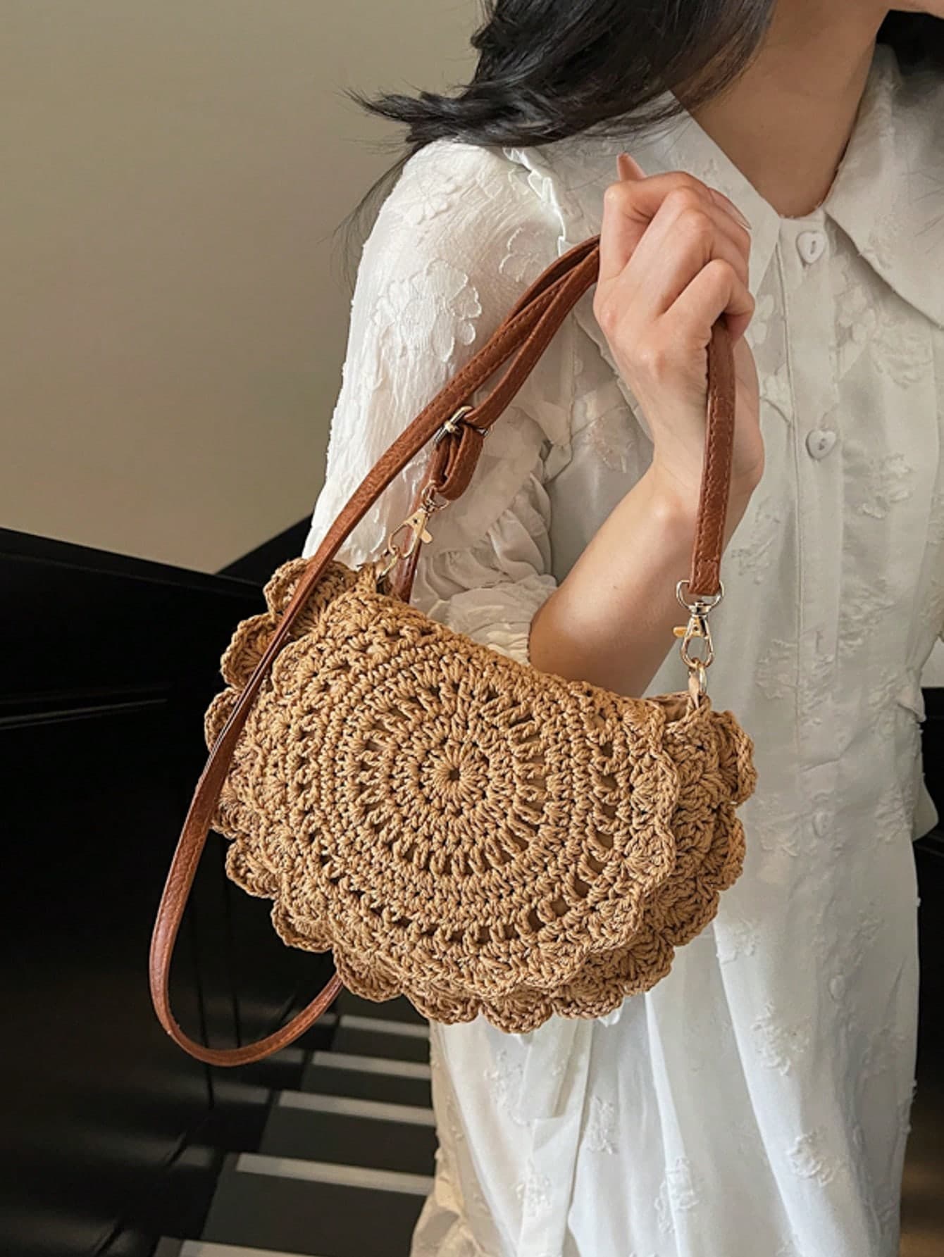 Summer Straw Fashion Simple Shoulder/Crossbody Small Bag, 2025 New Beach Bag, Woven Bag, Yarn Bag, Woven Bag