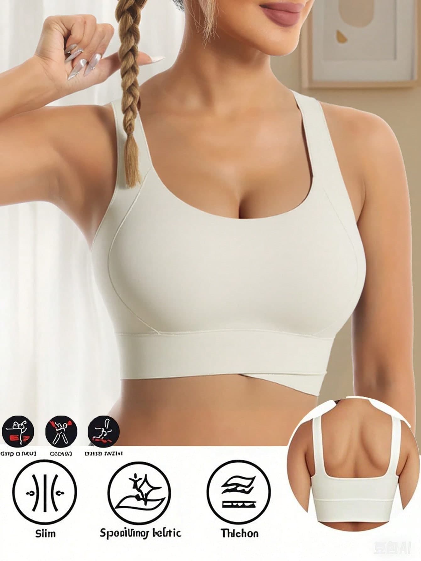 Yoga Tank Top Breathable Sports Bra, Shock-Absorbing & Tightening Function, Sculpting Back Lines, Fitness Training Tank Top