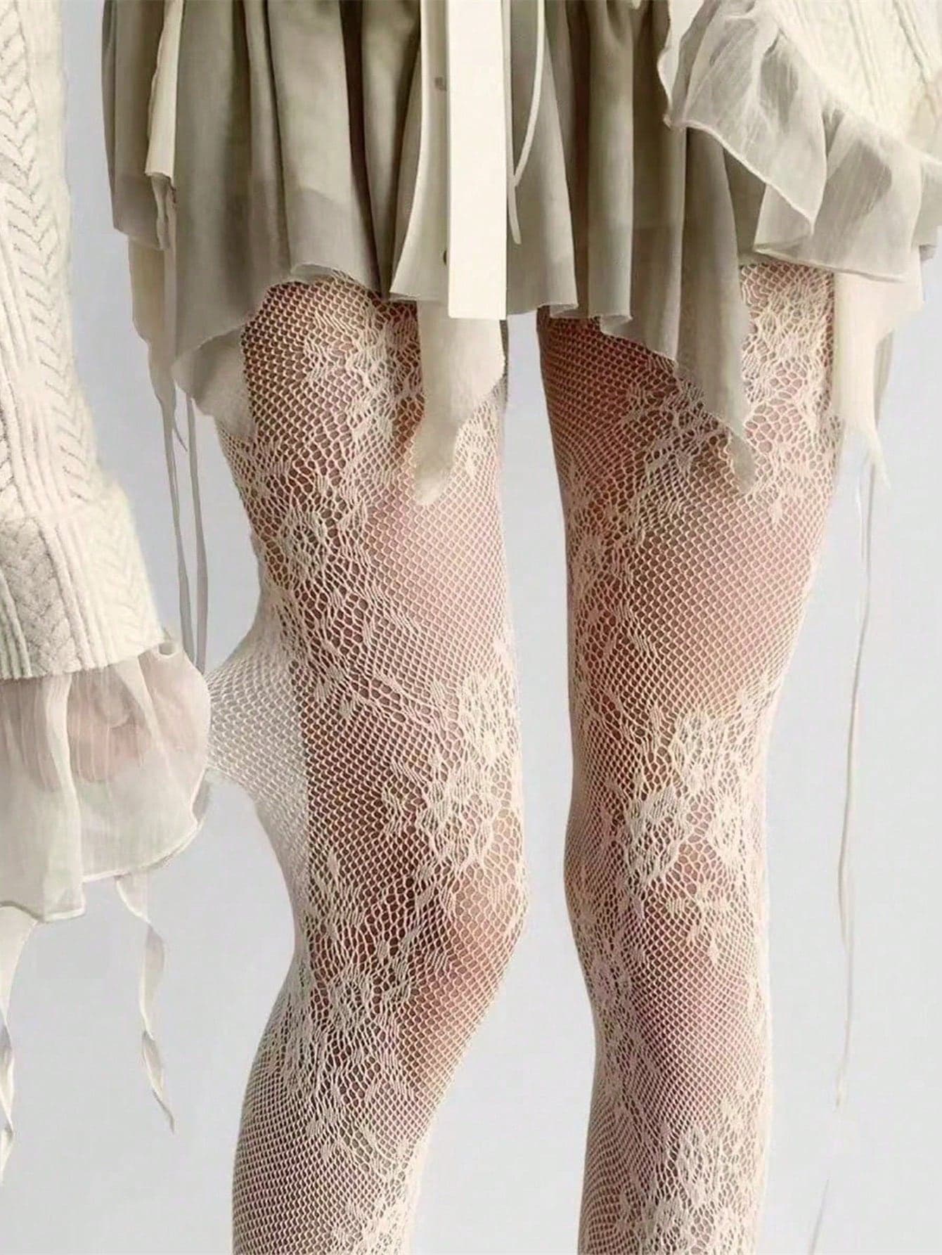 Sexy Lace Fishnet Pantyhose, Women's Jacquard High Elasticity European And American Style Leggings