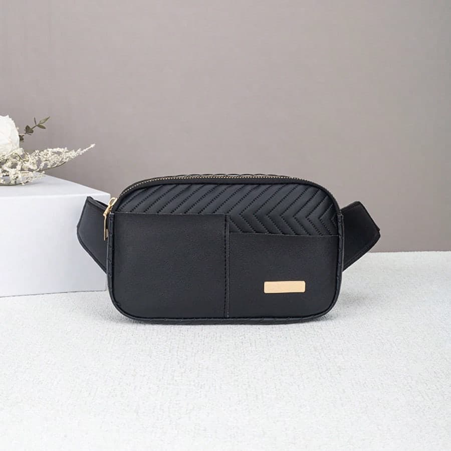 New Fashion Solid Color Waist Pack, Minimalist Flat Logo Decor