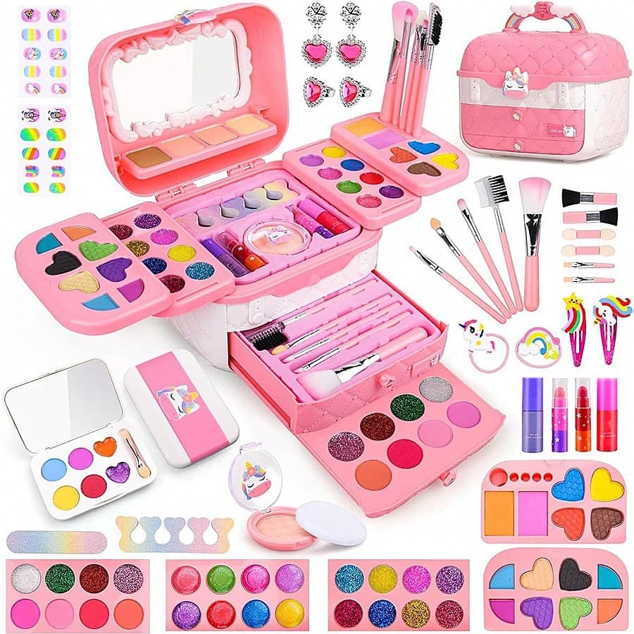 1pc Princess Makeup Set Gift Box For Girls, Children's Makeup Perform Pretend Play Vanity Set With Lipstick, Eyeshadow, Blush
